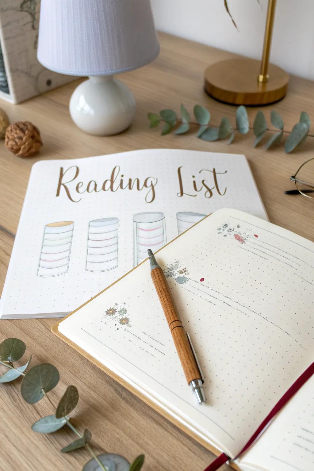 Curate your personal library with style: a minimalist bullet journal reading list that's both functional and beautiful.