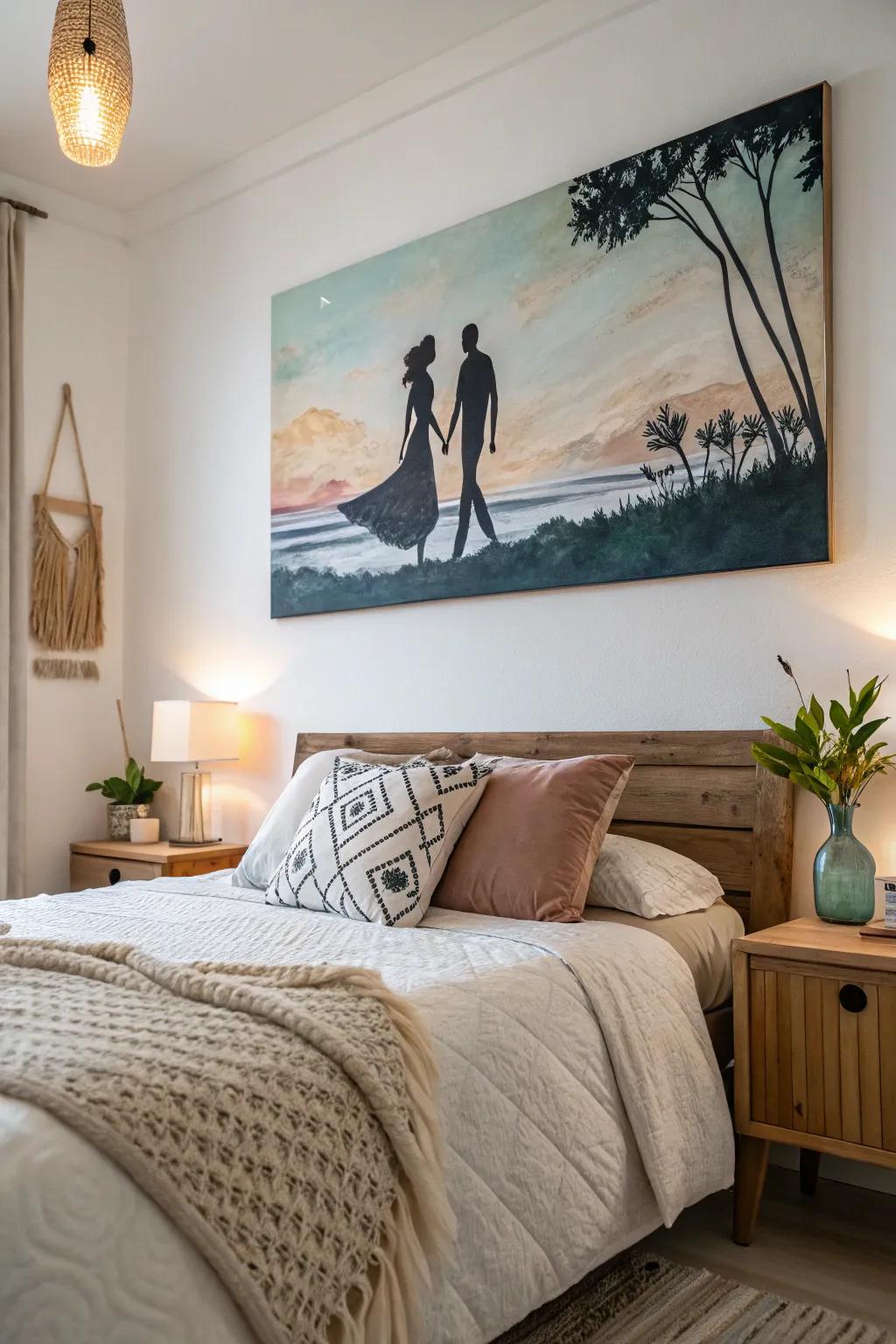 Add a story with a figurative canvas painting.