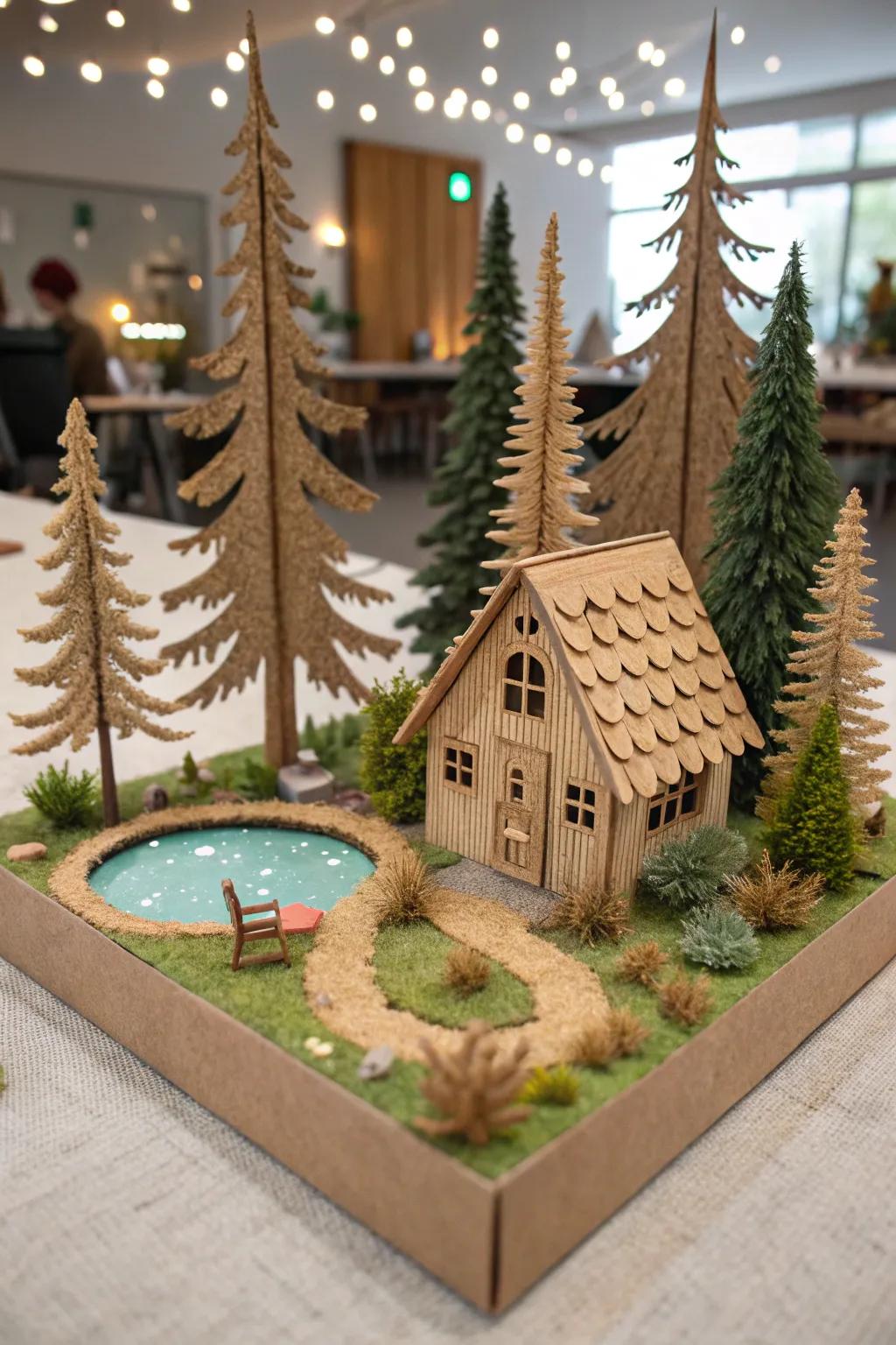 Step into a world of imagination with this enchanting cardboard diorama, where simplicity meets creativity.