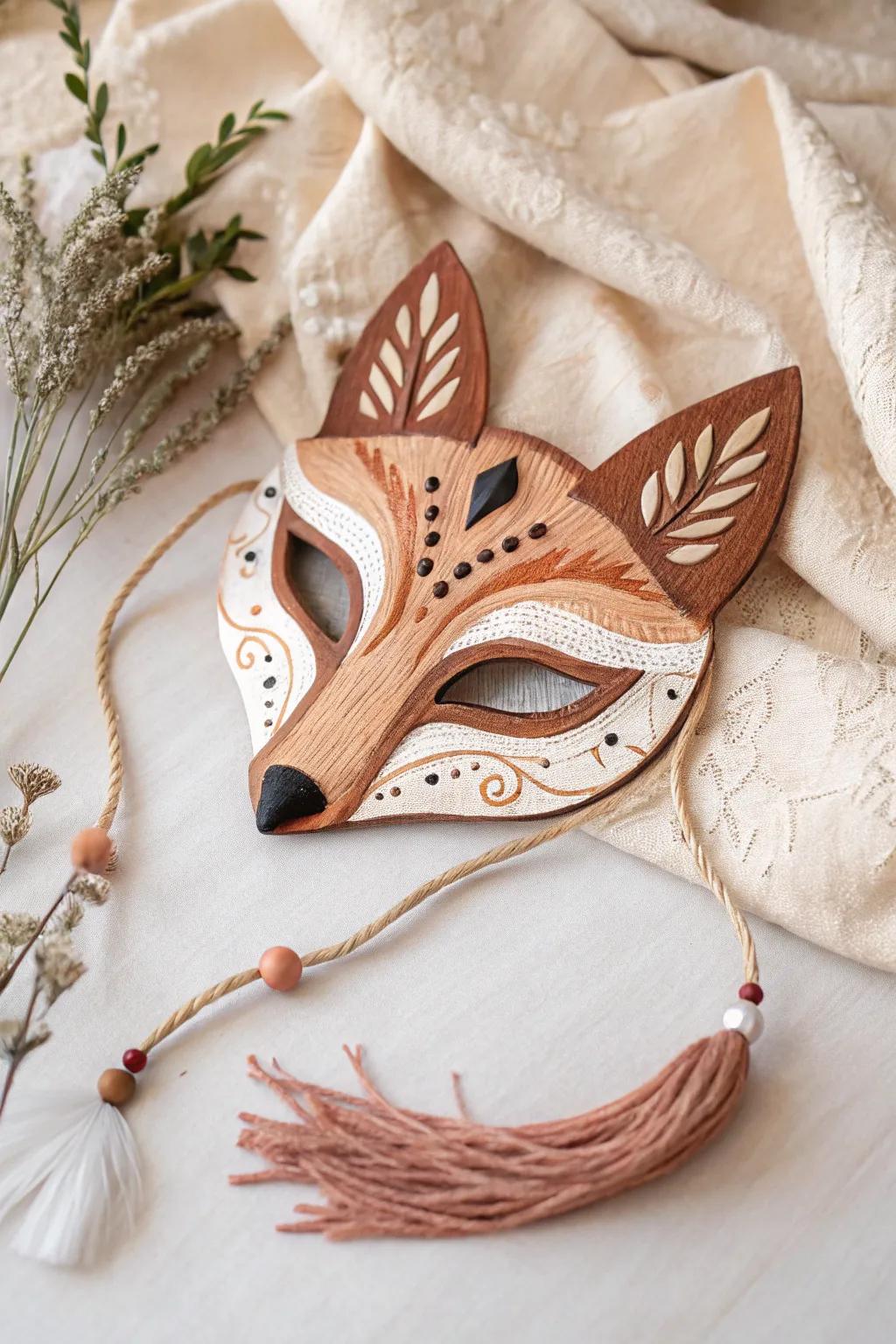 Embrace your wild side with this charming fox mask, a perfect blend of whimsy and minimalist elegance.