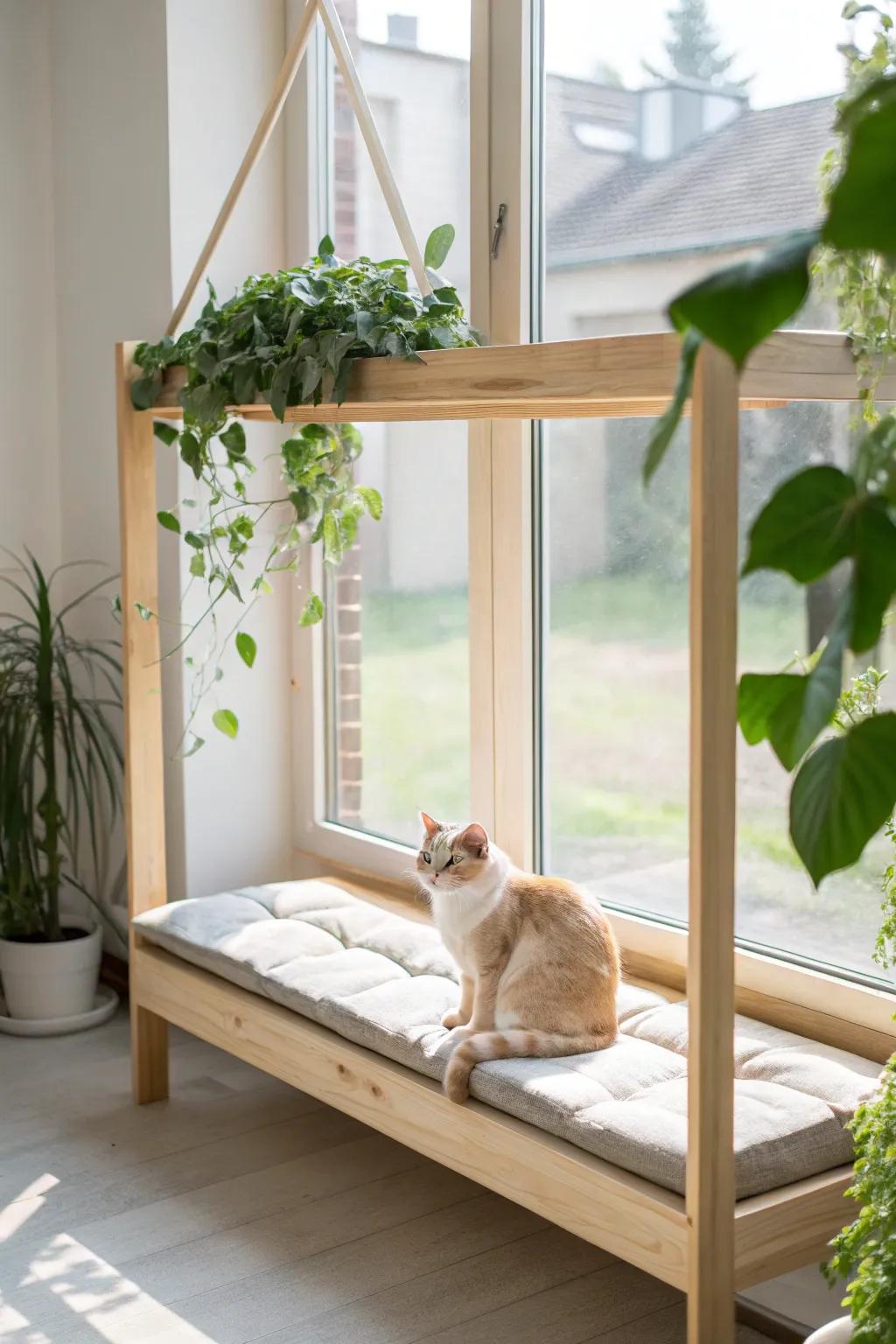 A sunlit sanctuary for your feline friend – where minimalist design meets natural beauty. 🌿☀️ #CatPerch #ScandinavianStyle