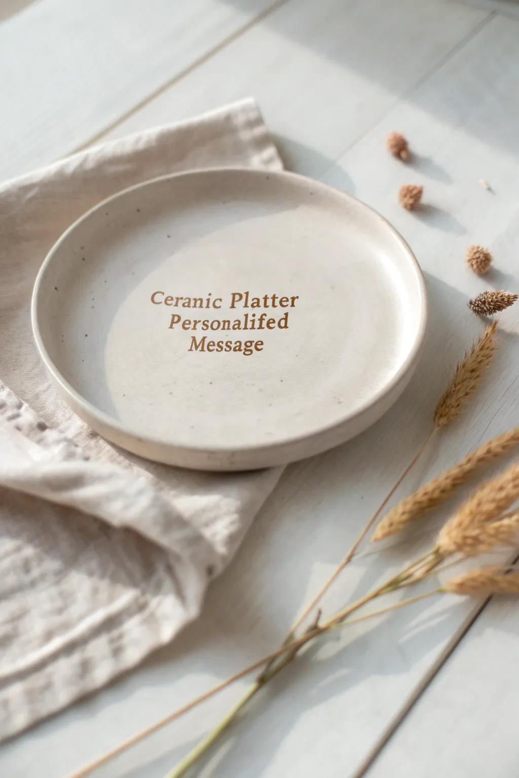 Craft your moments with a personalized touch: A ceramic platter that tells your story.