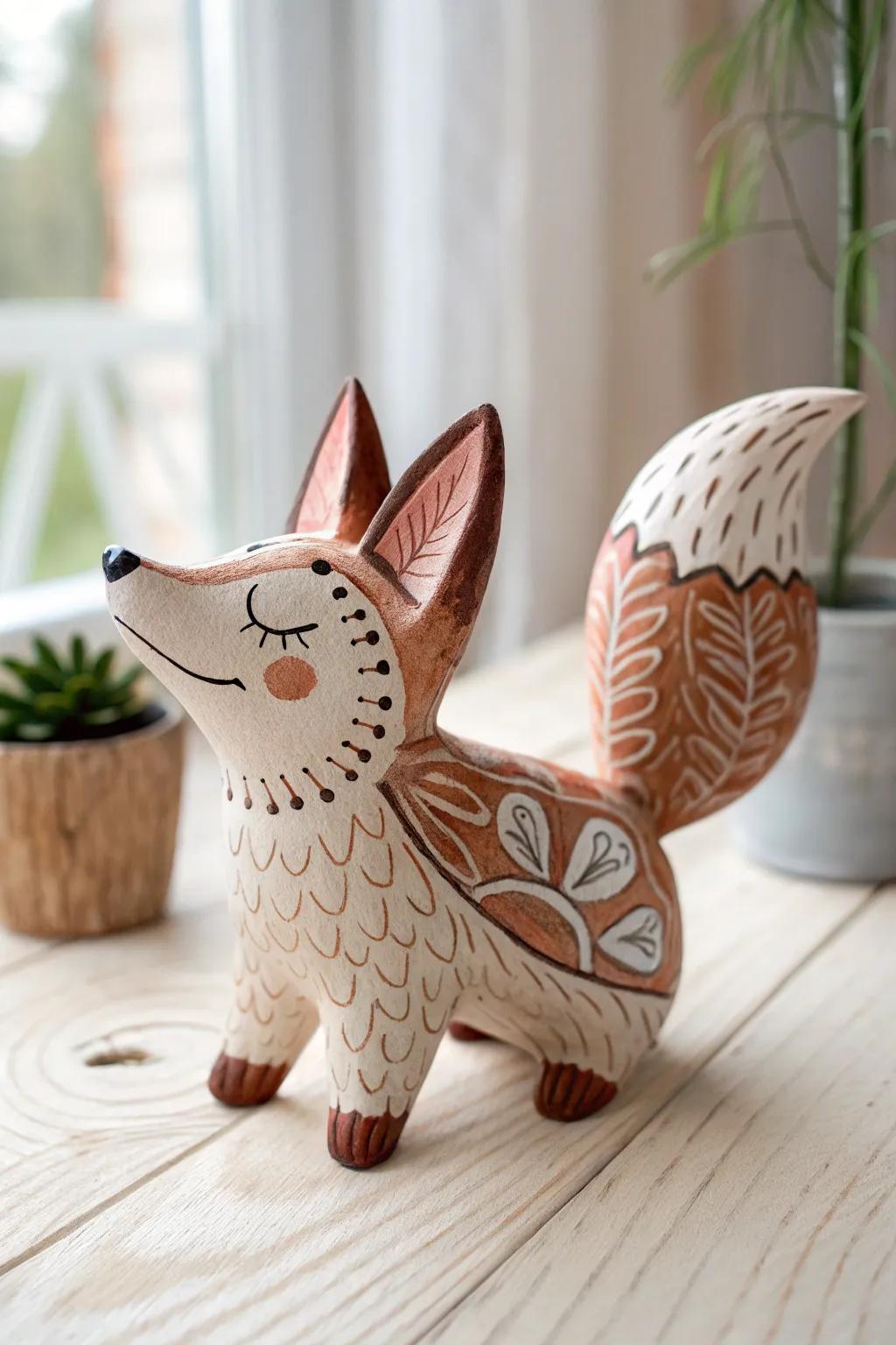 Embrace whimsy with this charming ceramic fox, perfect for adding a playful touch to any minimalist decor.