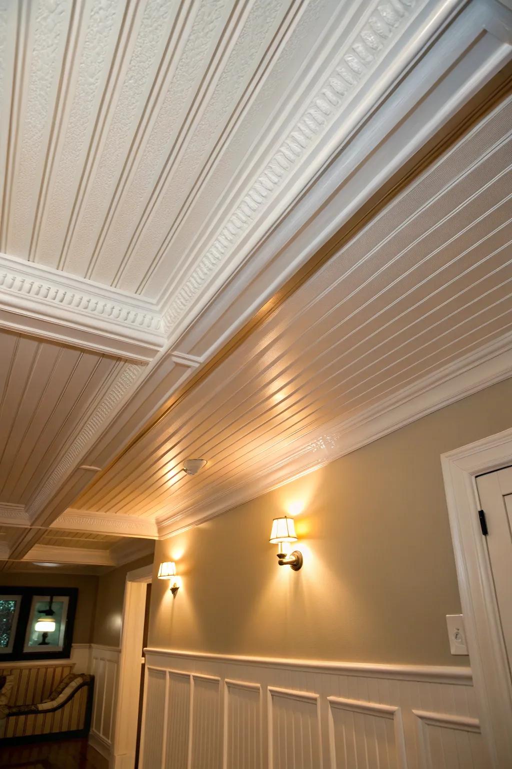 Transform your basement with elegant beadboard ceilings that showcase timeless craftsmanship.