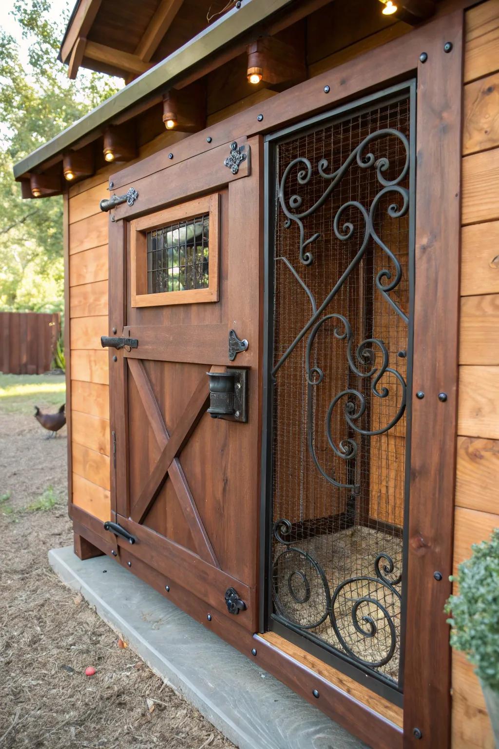 Elevate your coop with this artfully designed automatic door—where craftsmanship meets convenience.