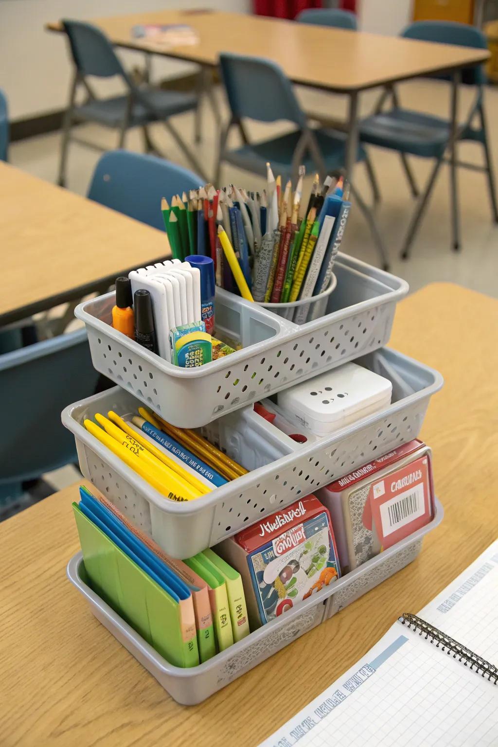 Space-saving stackable caddies for organization