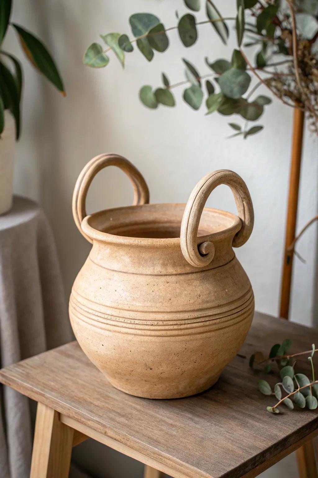 Embrace simplicity and elegance with this handcrafted coil pot – perfect for adding a touch of artistry to your home.