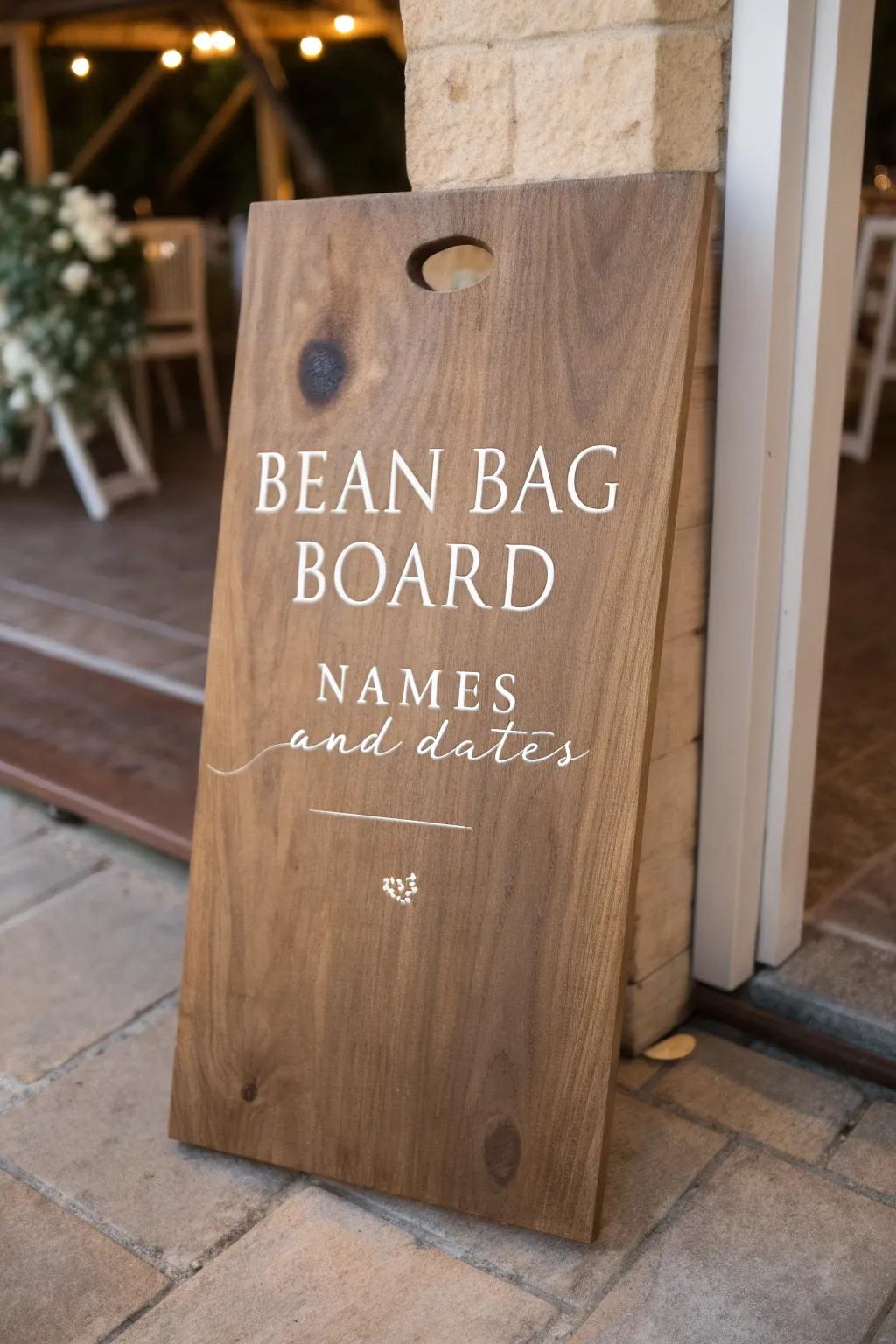 Elevate your special day with a personalized touch—custom-crafted bean bag boards that leave a lasting impression.