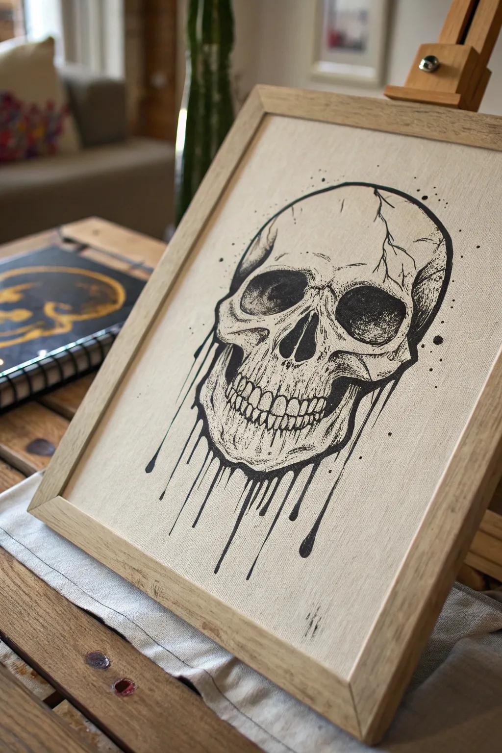 Explore the art of dynamic line work with this modern skull drawing, where craftsmanship meets creativity.