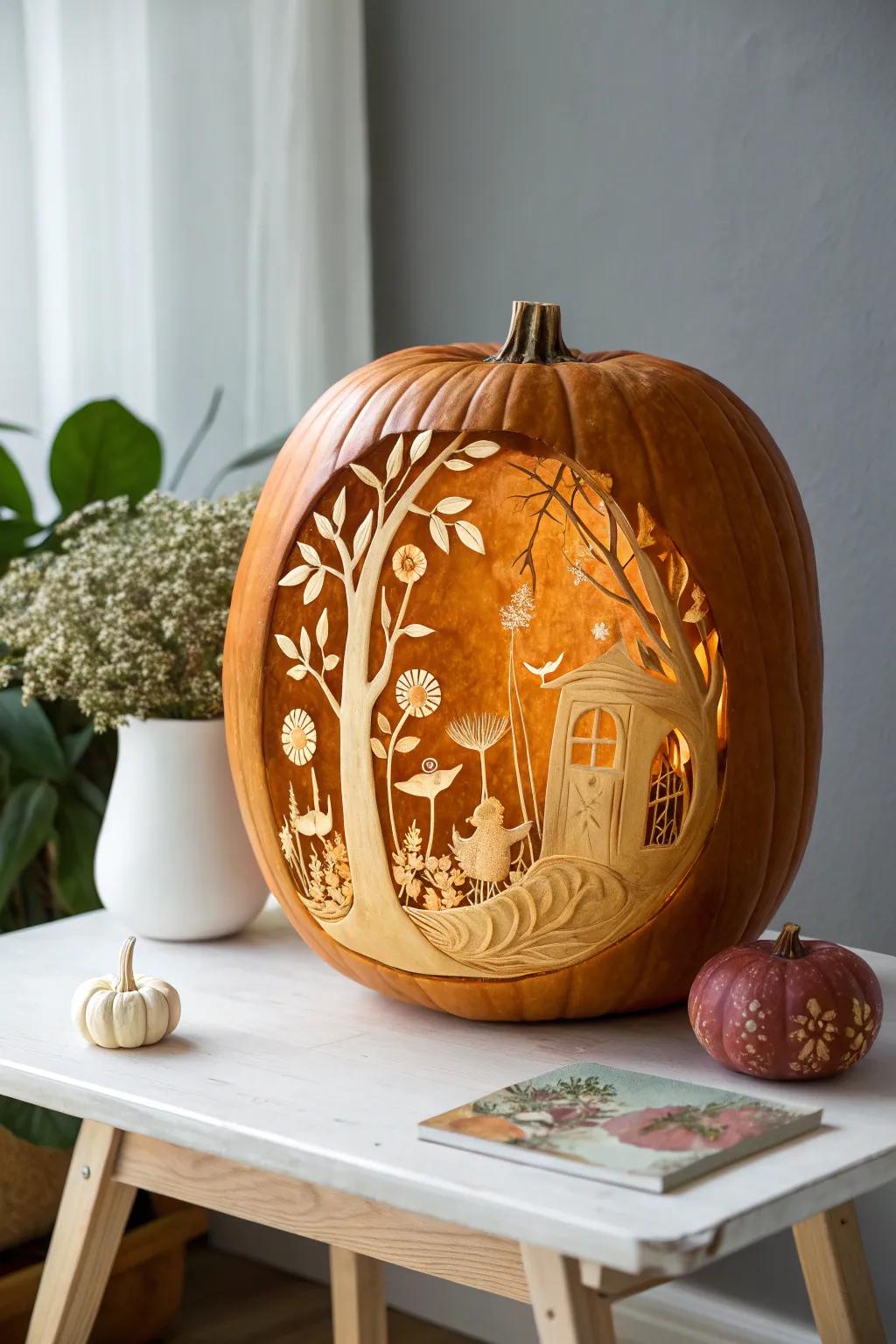 Step into the magical Garden of the Other World with this enchanting Coraline-inspired pumpkin carving.