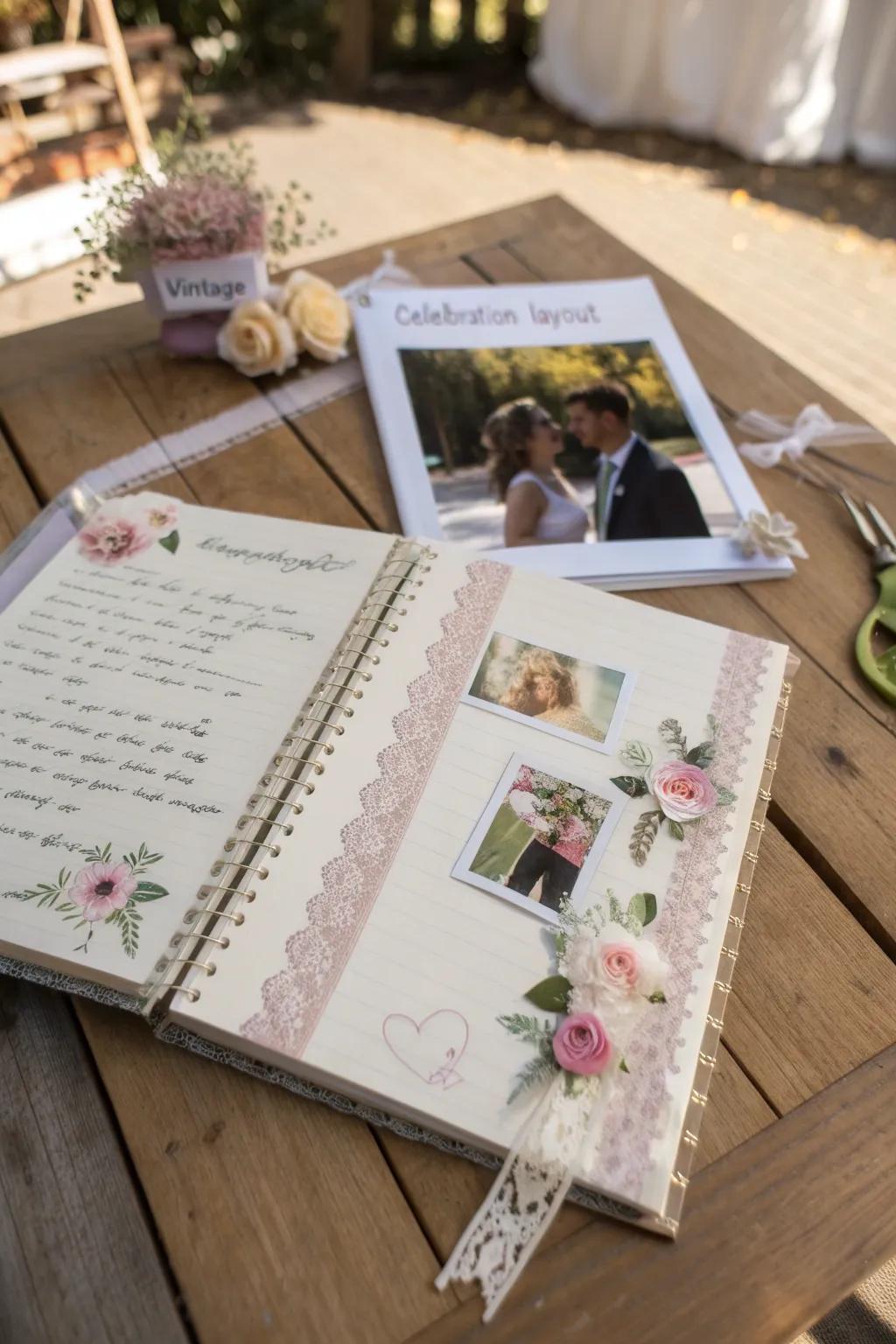 Capture the essence of your special moments with a themed celebration scrapbook page.
