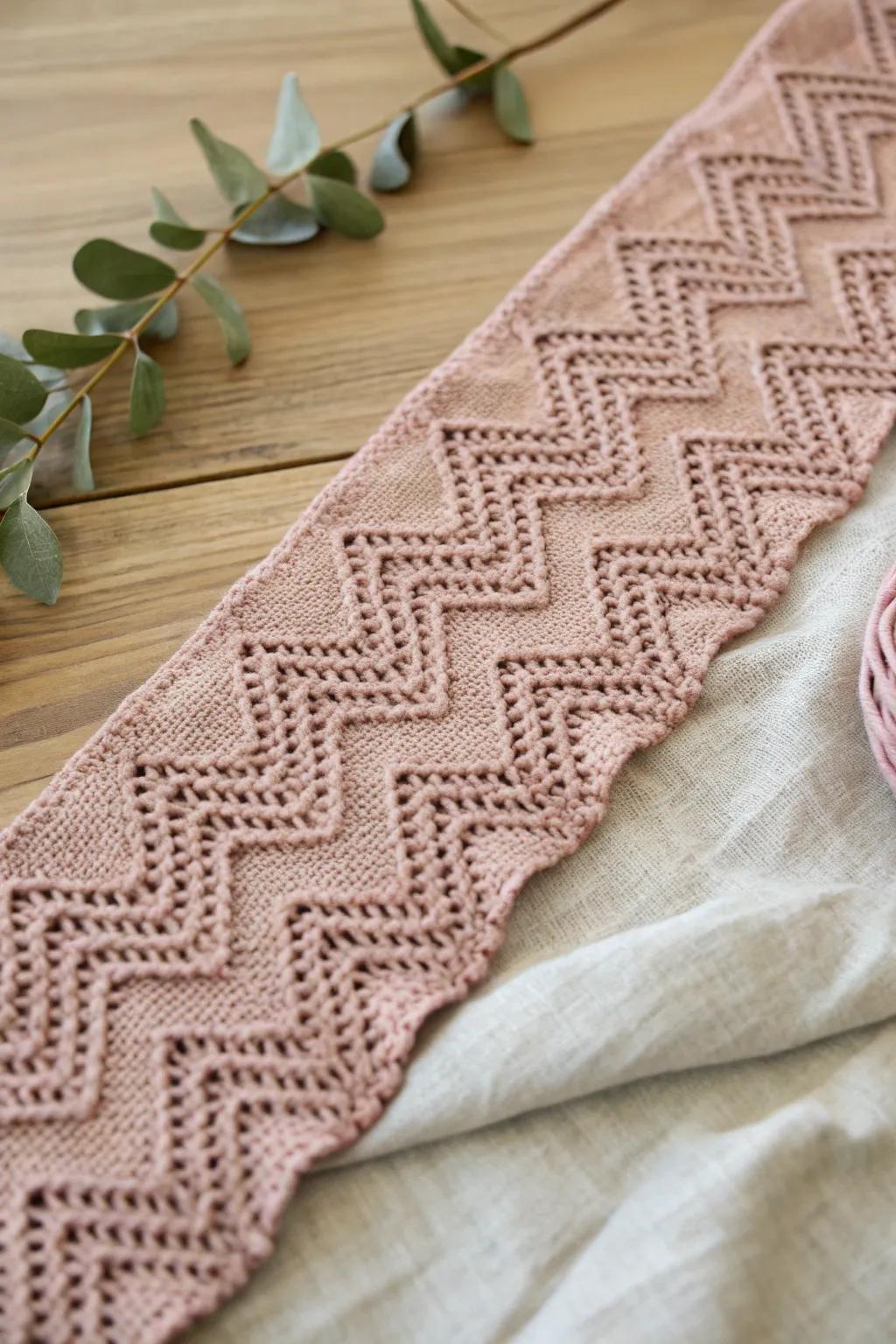 Elevate your projects with this sleek chevron crochet border, perfect for a modern, minimalist touch.