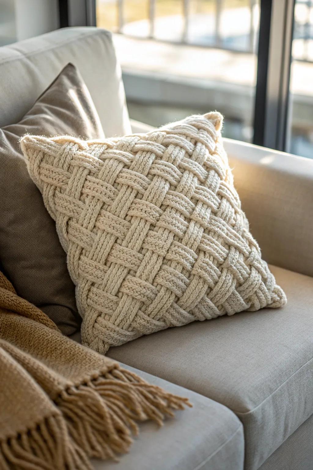 Elegance in Every Stitch: Elevate your decor with the timeless beauty of the basketweave stitch.