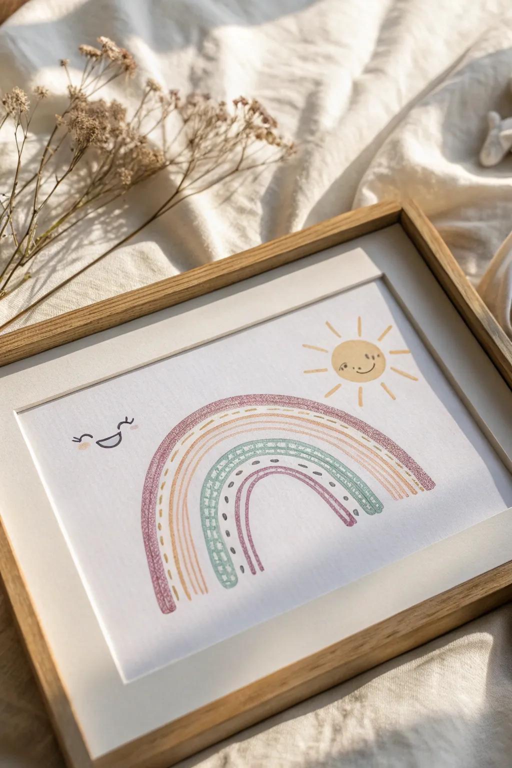 Embrace the magic of simplicity with charming rainbow doodles.