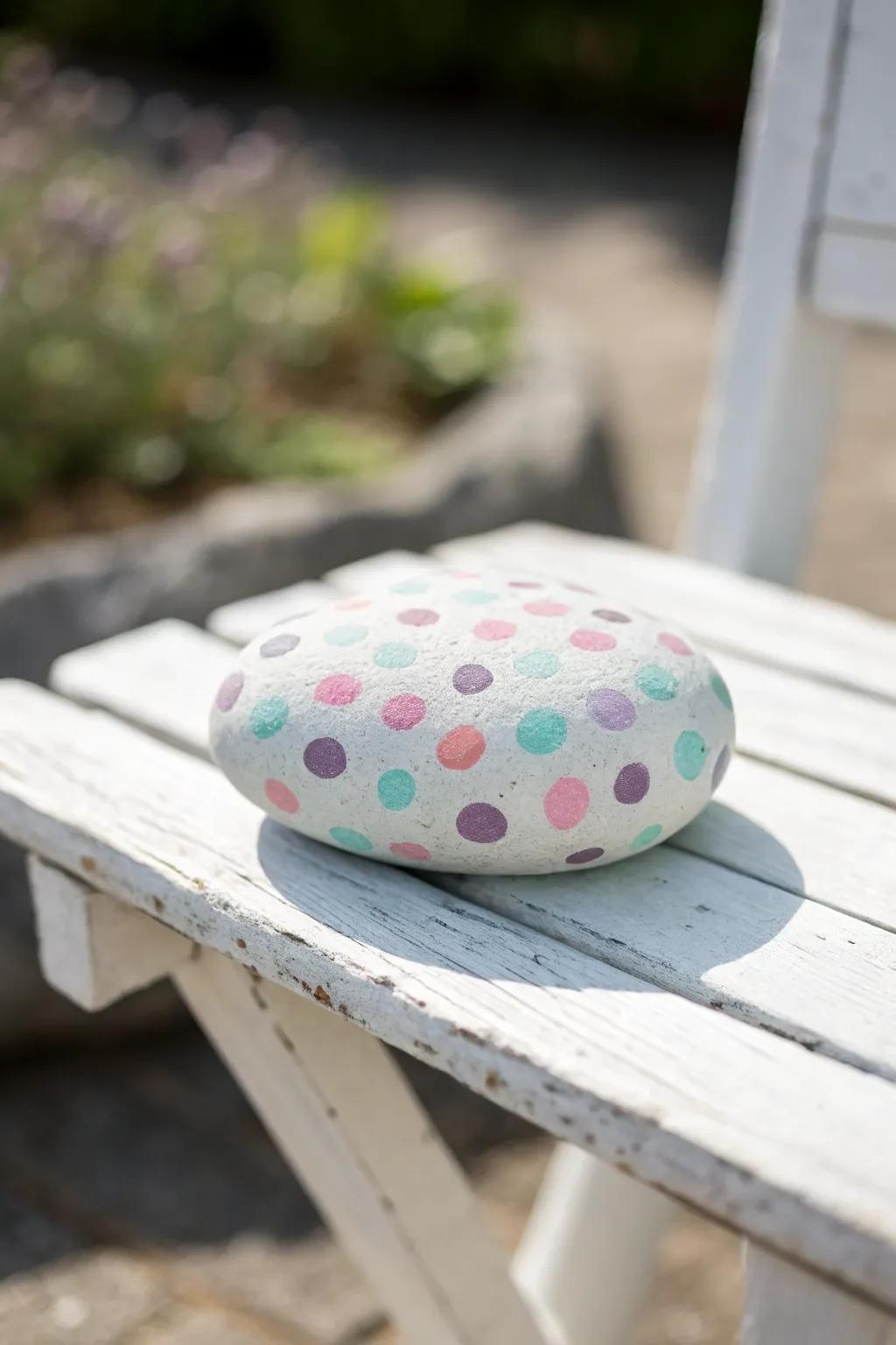 Bring joy to your day with a pop of polka dots: a simple yet stunning kindness rock idea!