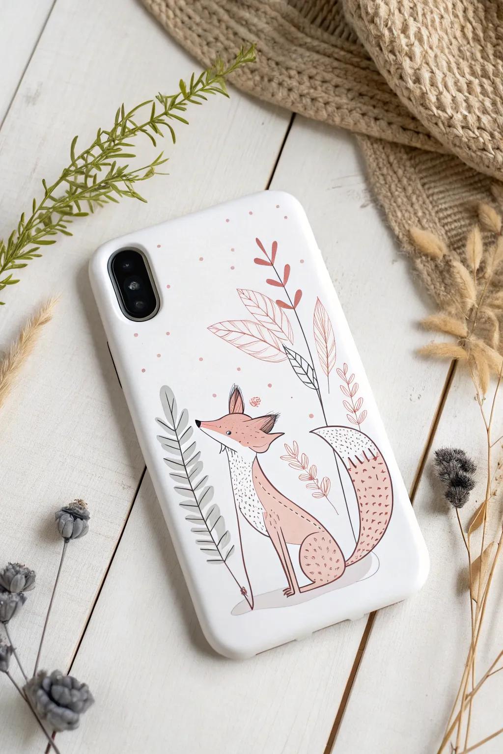 Embrace whimsy with a playful fox illustration on your phone case—where Scandinavian simplicity meets Boho charm.