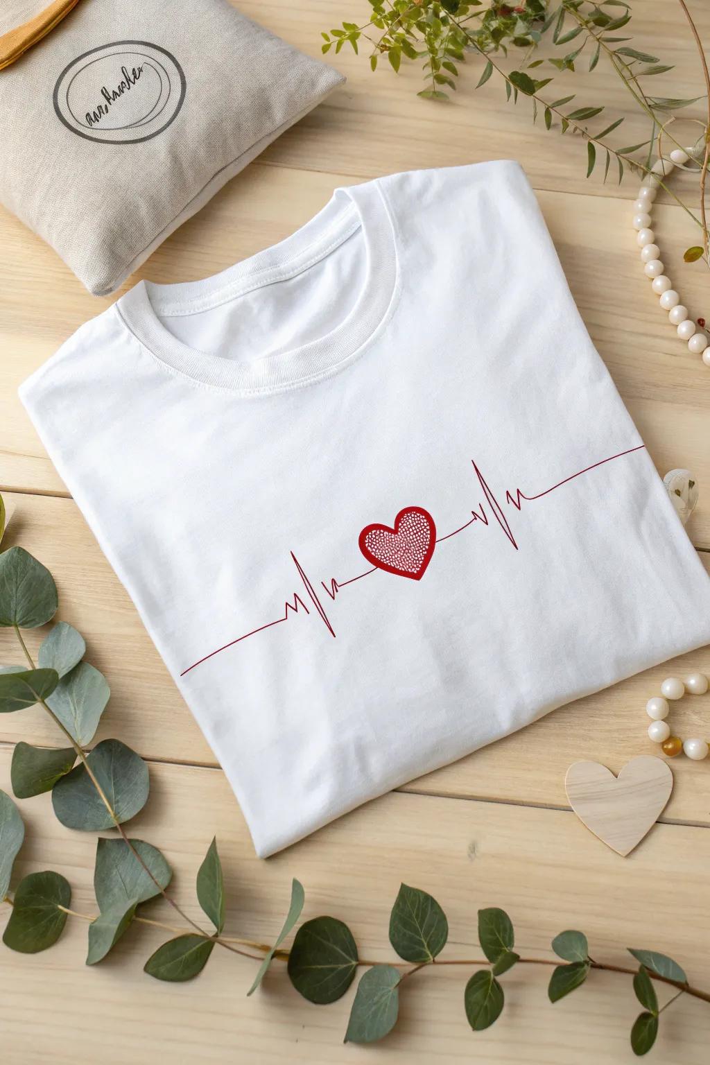 Embrace simplicity and love with this minimalist heartbeat tee. Perfect for a subtle Valentine's vibe!