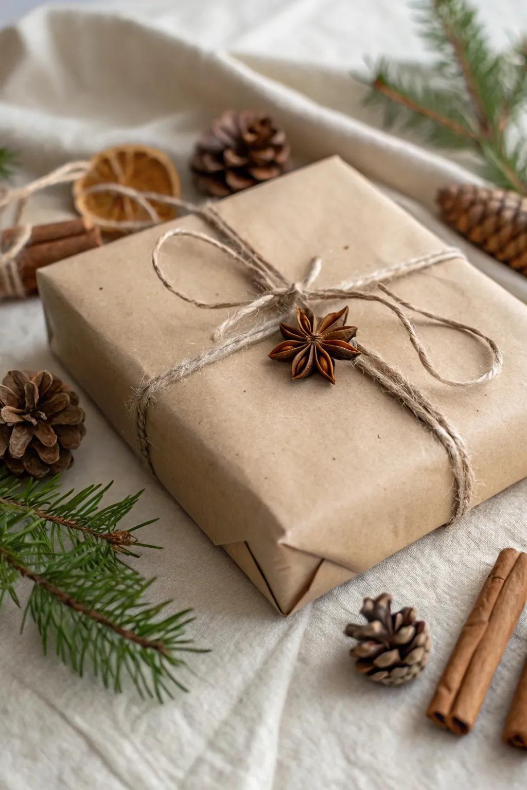 Elevate your gift-giving with the rustic charm of twine and pine. Simple, natural, and utterly delightful.