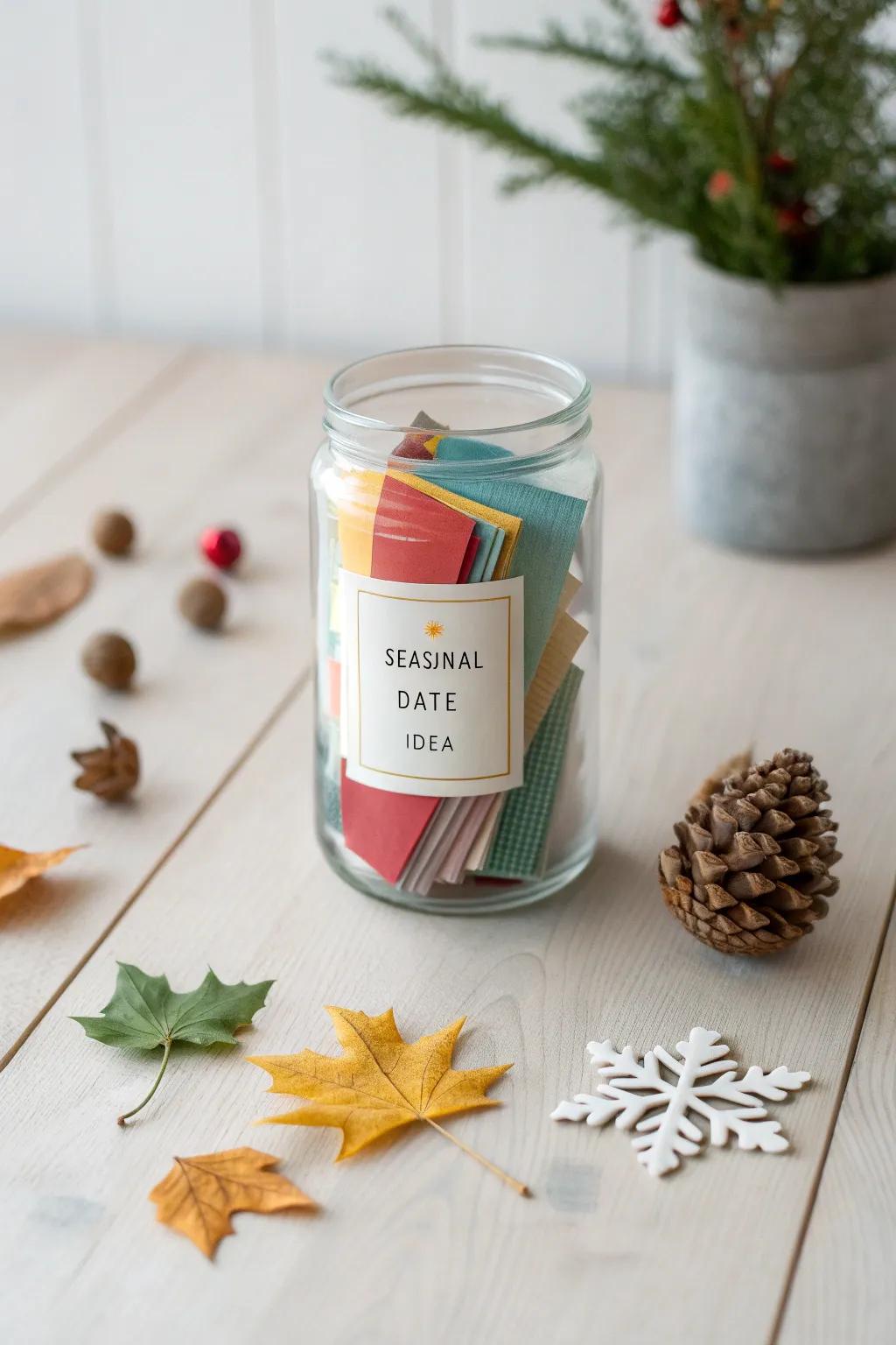 Capture the magic of every season with charming date ideas in a minimalist date jar.