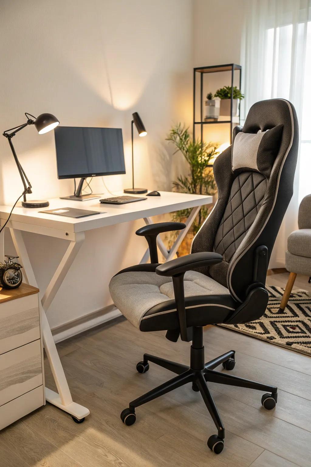 A comfortable chair that complements your desk setup.