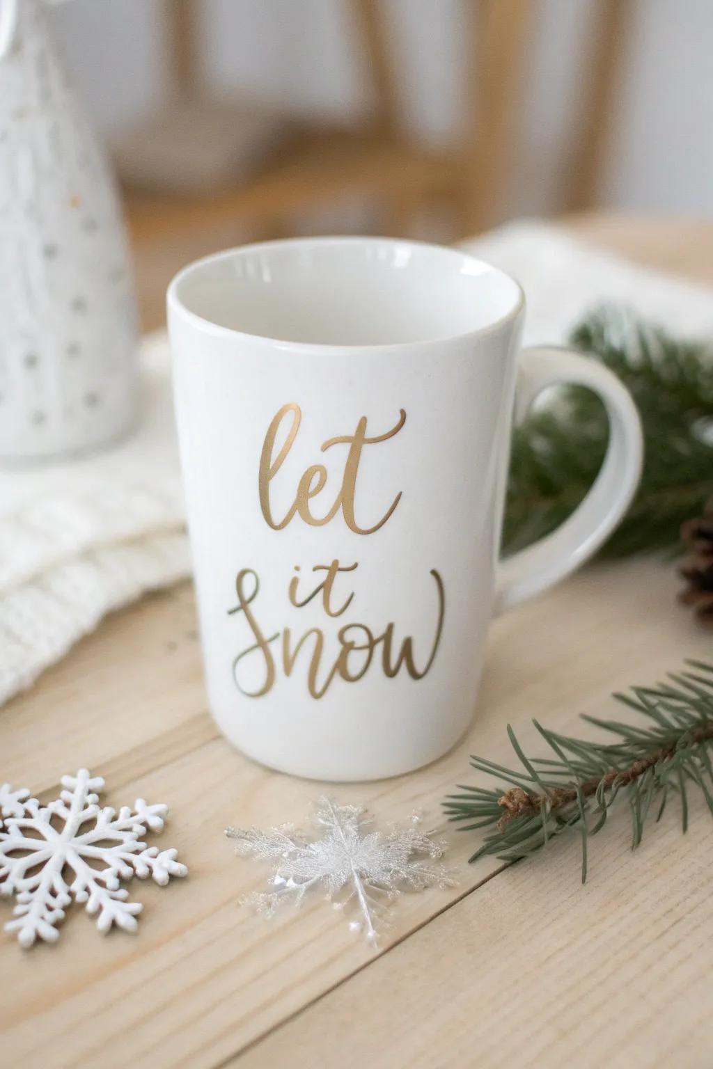 Sip in style with this chic DIY holiday mug, perfect for cozy winter mornings.