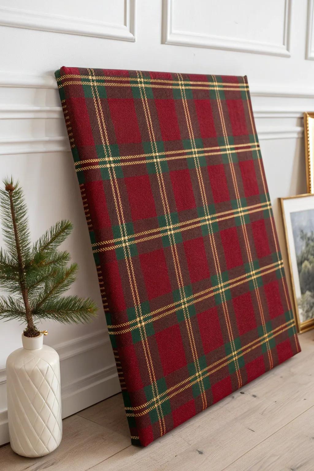 Elevate your holiday decor with this DIY plaid fabric wall art—where Scandinavian minimalism meets boho warmth.