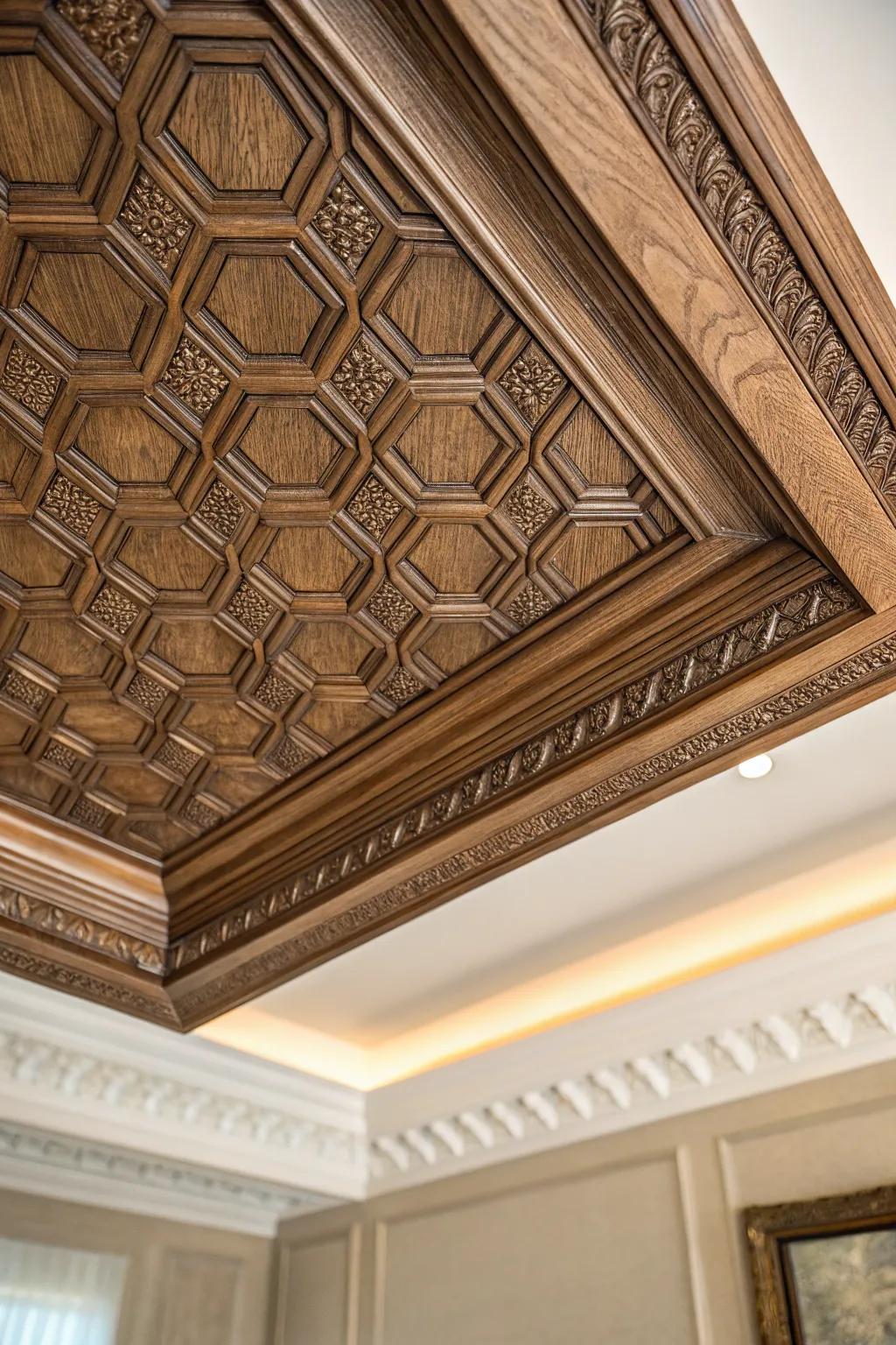 Elevate your space with the timeless elegance of textured coffered ceilings.