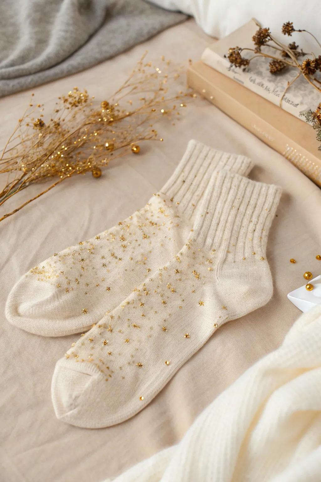 Step into sparkle with these DIY Glitter Glam socks, where minimalist elegance meets boho chic!