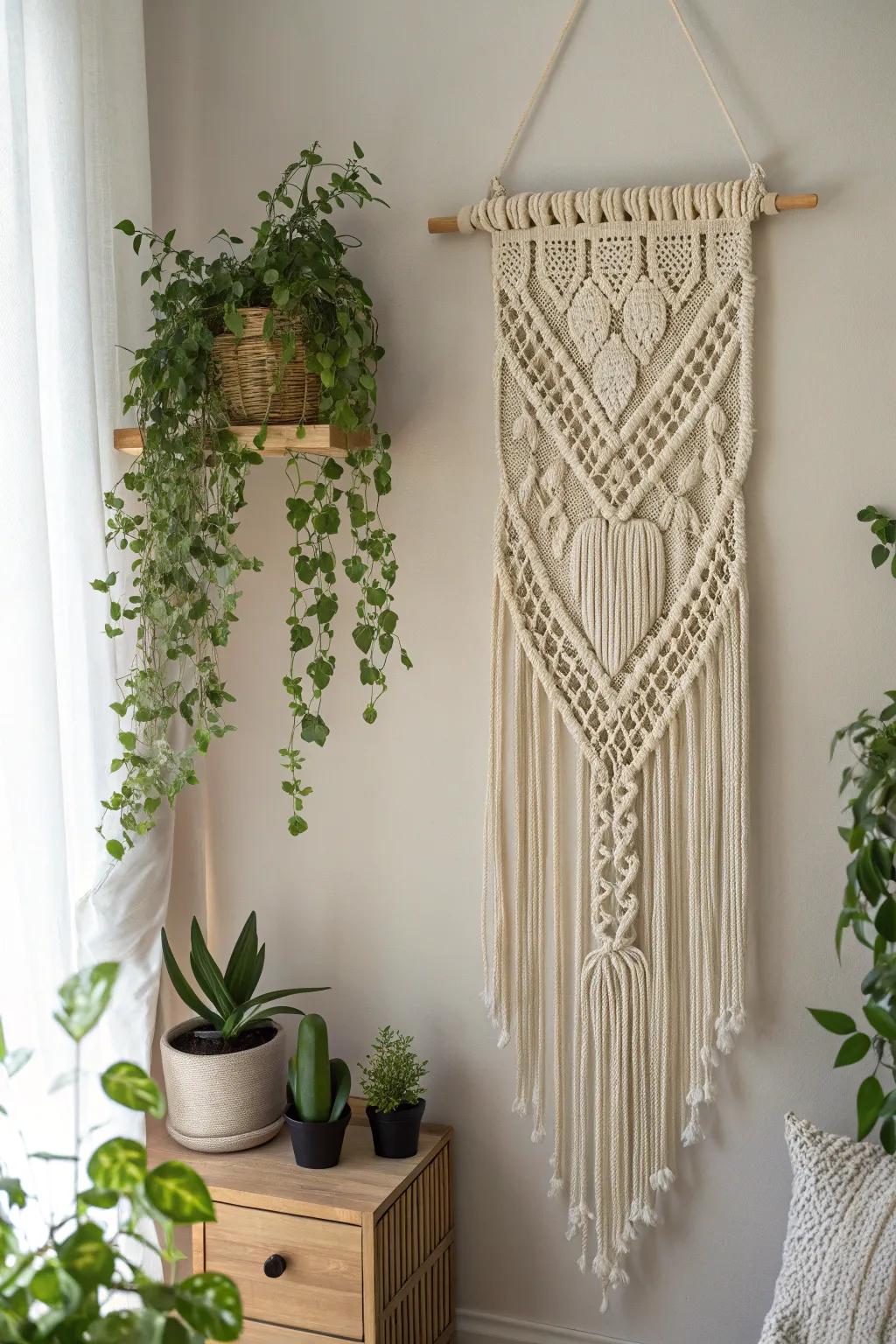 Embrace Bohemian Bliss with handcrafted macramé and lush greenery for your DIY salon station.