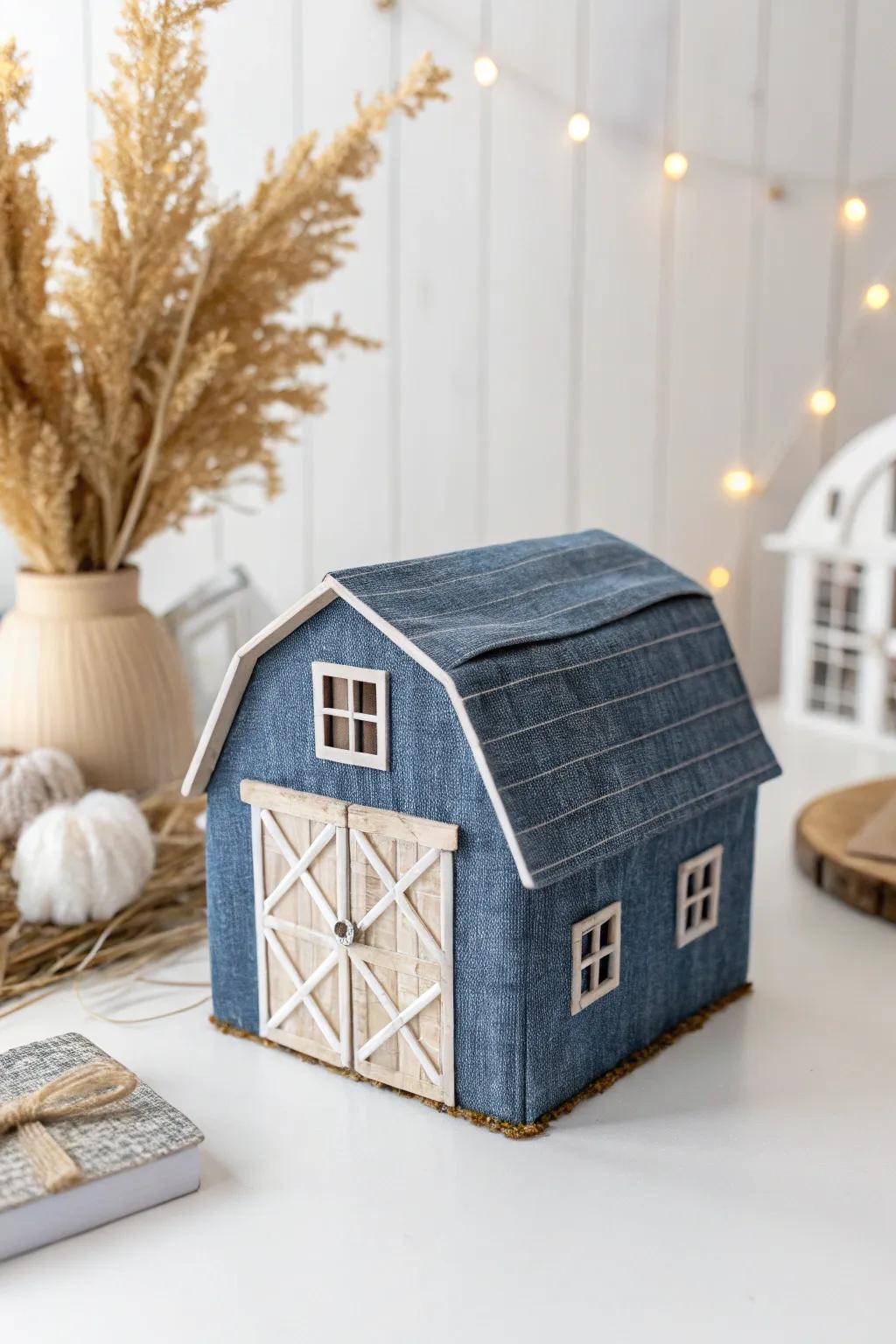 Transform everyday materials into a charming, handcrafted barn—embrace the art of upcycling with style!