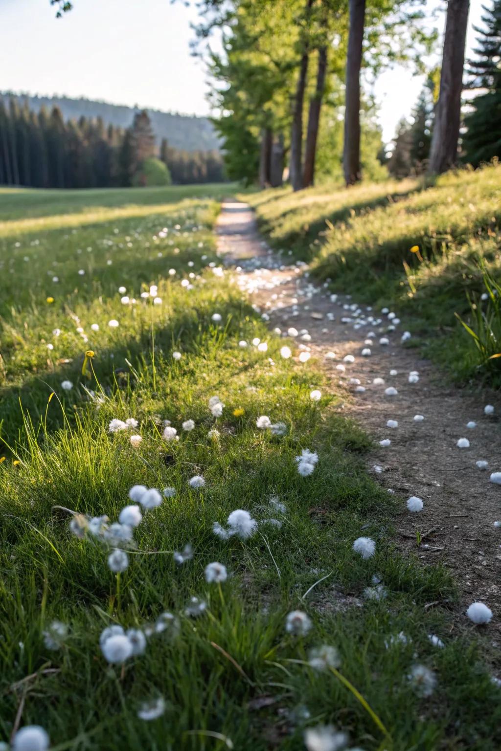 Mimic bunny tails with fluffy cotton balls along the trail.