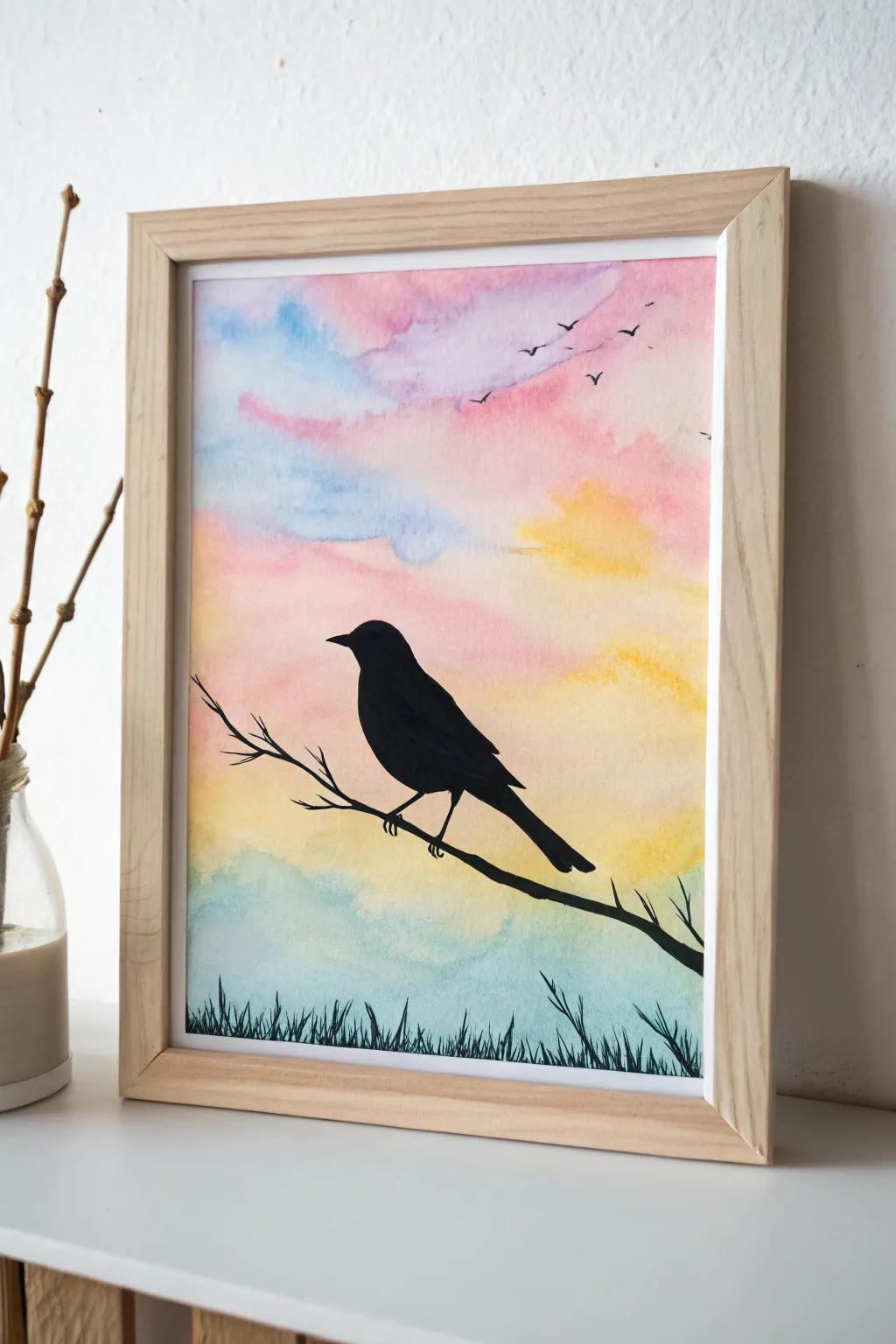 Embrace simplicity with a striking bird silhouette painting—perfect harmony of modern art and natural elegance.