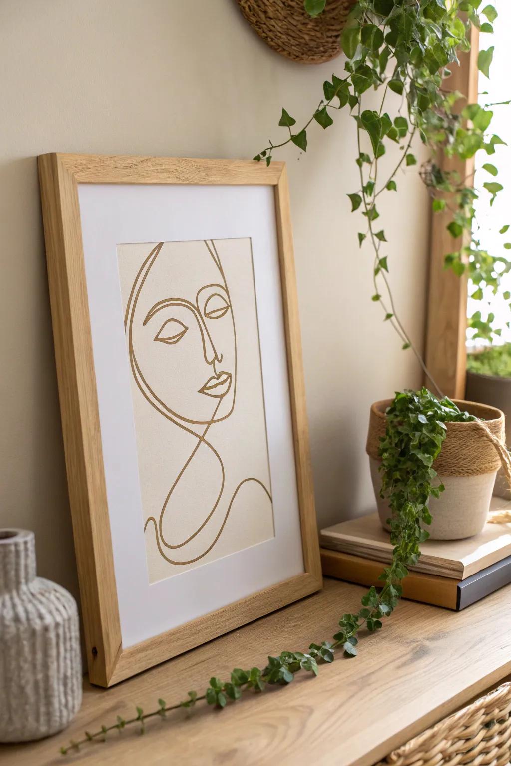 Elevate your space with minimalistic elegance: Discover the art of continuous line abstract faces.
