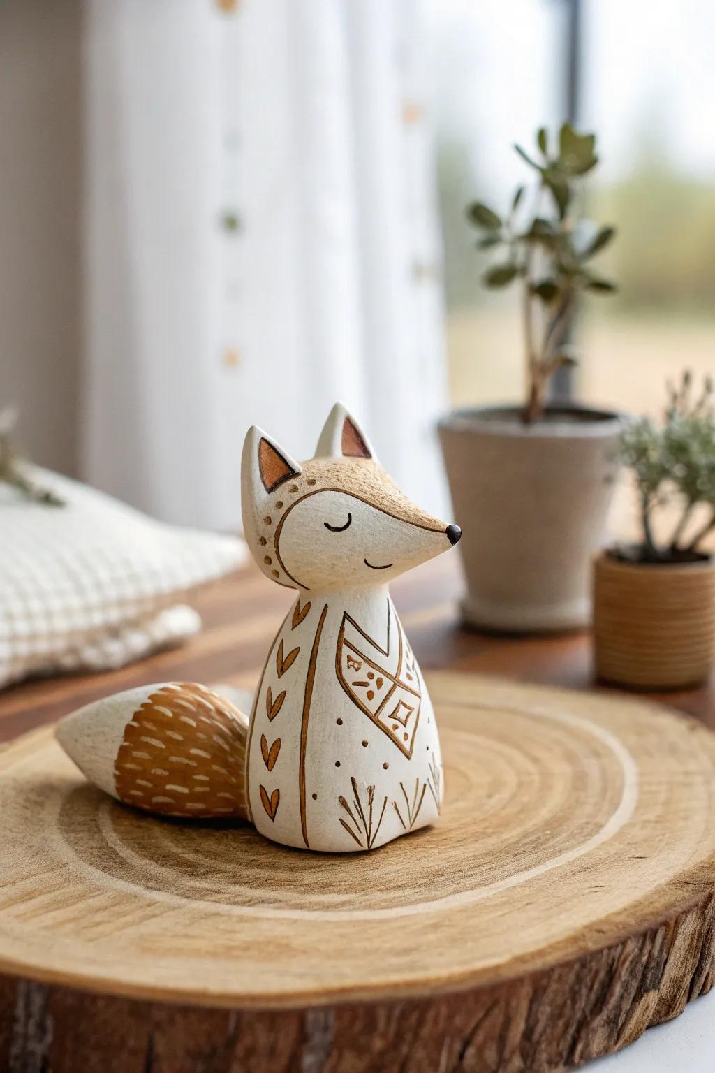 Add a playful touch to your space with this charming ceramic fox, where minimalist design meets whimsical charm.