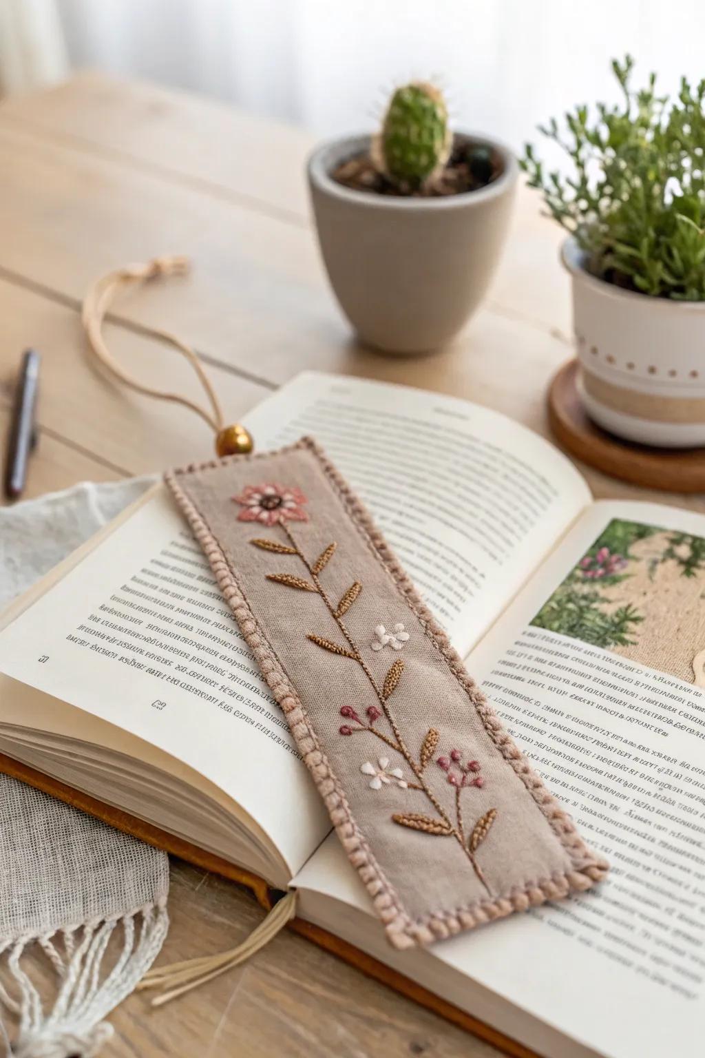 Add a touch of elegance to your reading with handcrafted fabric bookmarks.