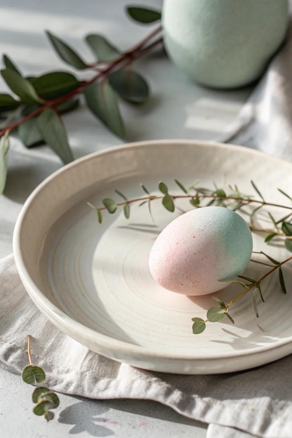 Embrace elegance with these minimalist pastel eggs, perfect for adding a serene touch to your spring decor.