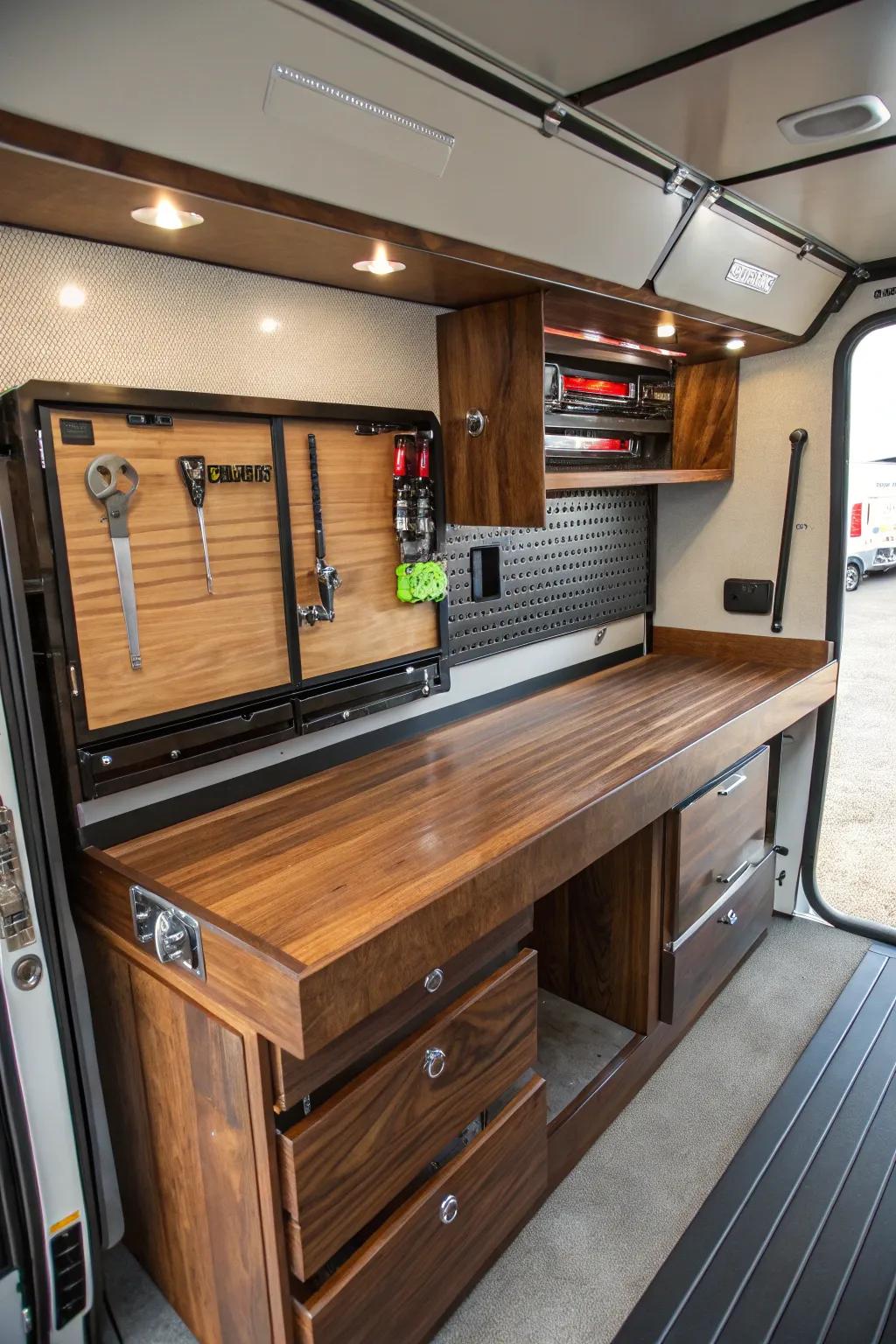 Elevate your on-the-go projects with a fold-down workbench—where craftsmanship meets convenience.