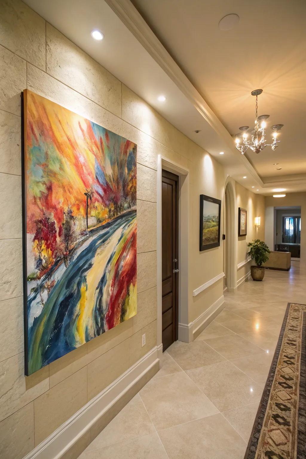 Art adds a personal touch to the entryway.
