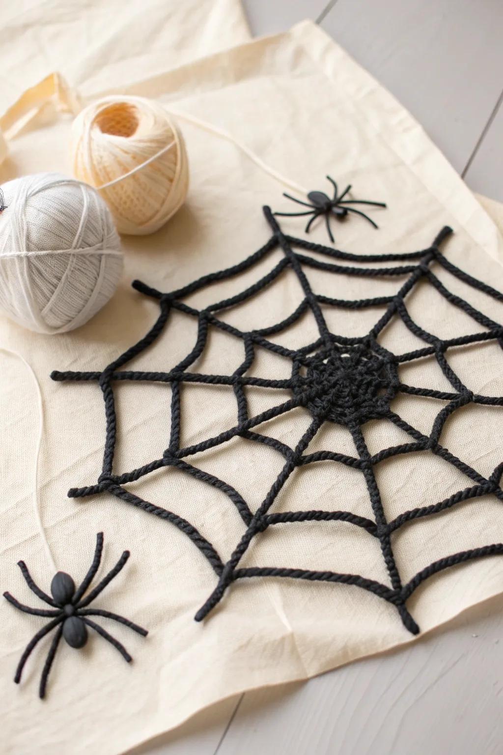 Crafting spooky spider webs: A simple yet charming fall art project for kids.