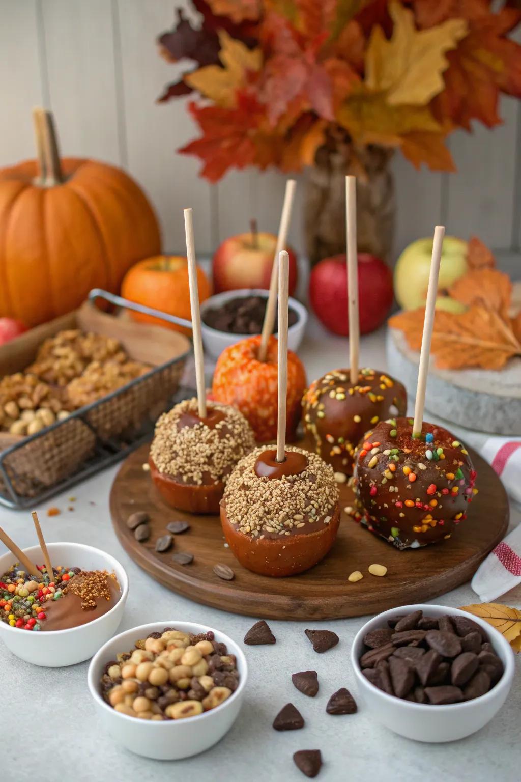 Invite guests to craft their own caramel apple creations at your birthday celebration.