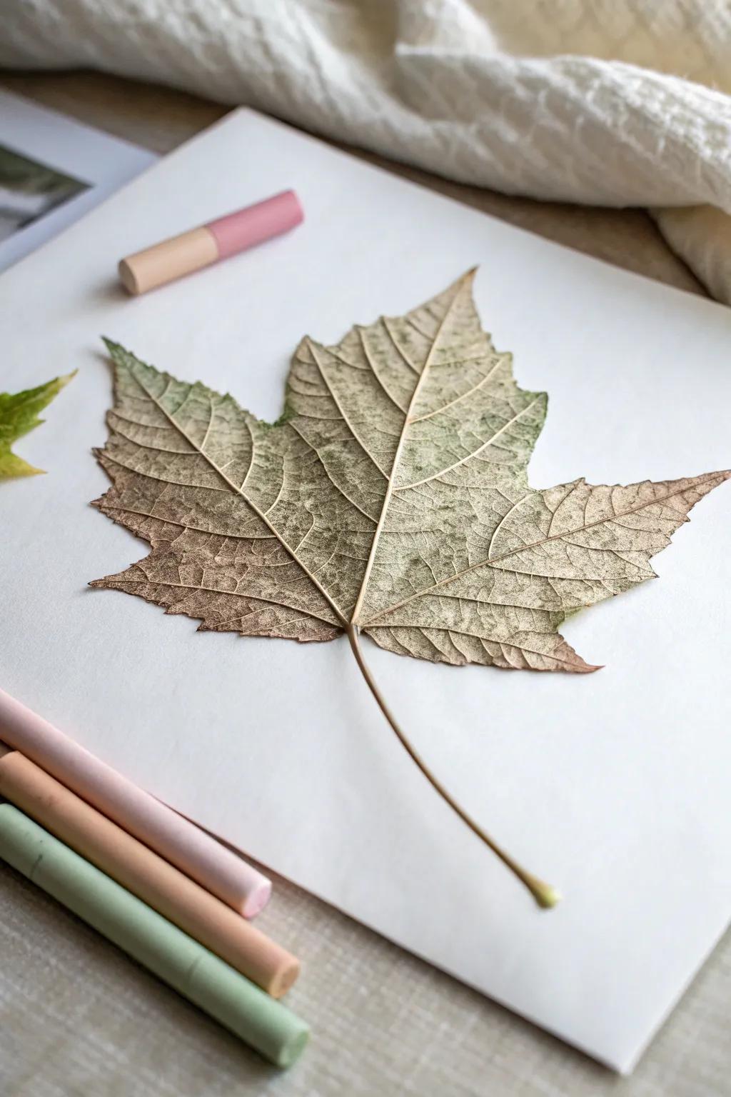Discover the beauty in simplicity with leaf rubbing art this fall. 🍂✨