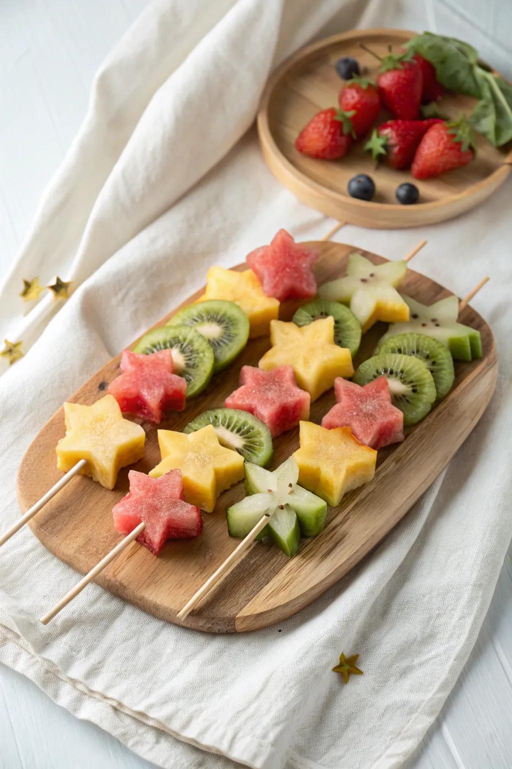 Add a touch of whimsy to your fruit kabobs with star-shaped delights!
