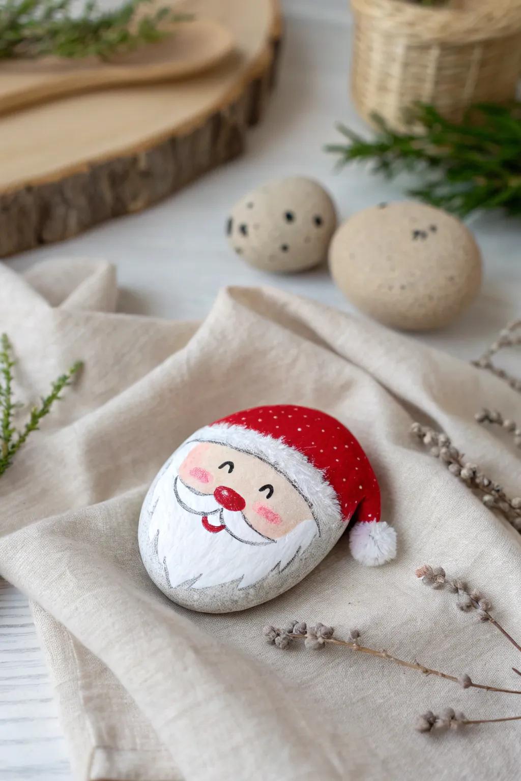 Create a touch of festive magic with charming Santa stones for a playful holiday surprise!
