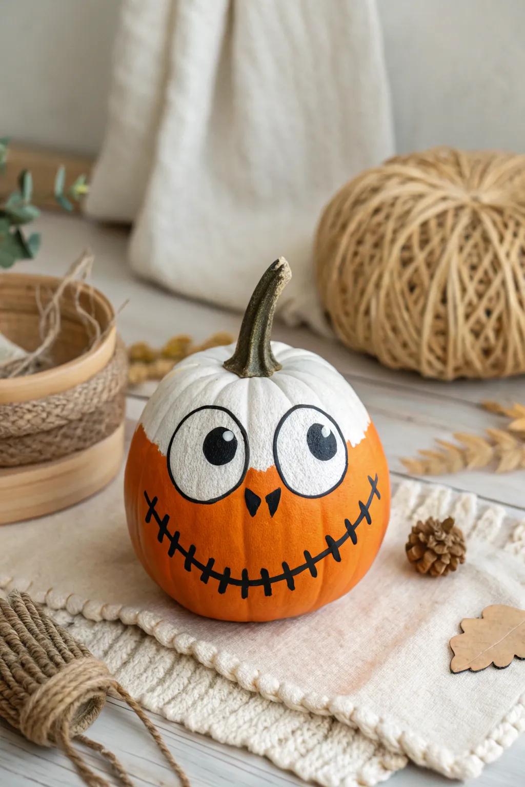 Unleash your creativity with this charmingly goofy monster pumpkin—perfect for adding a playful touch to your fall decor!