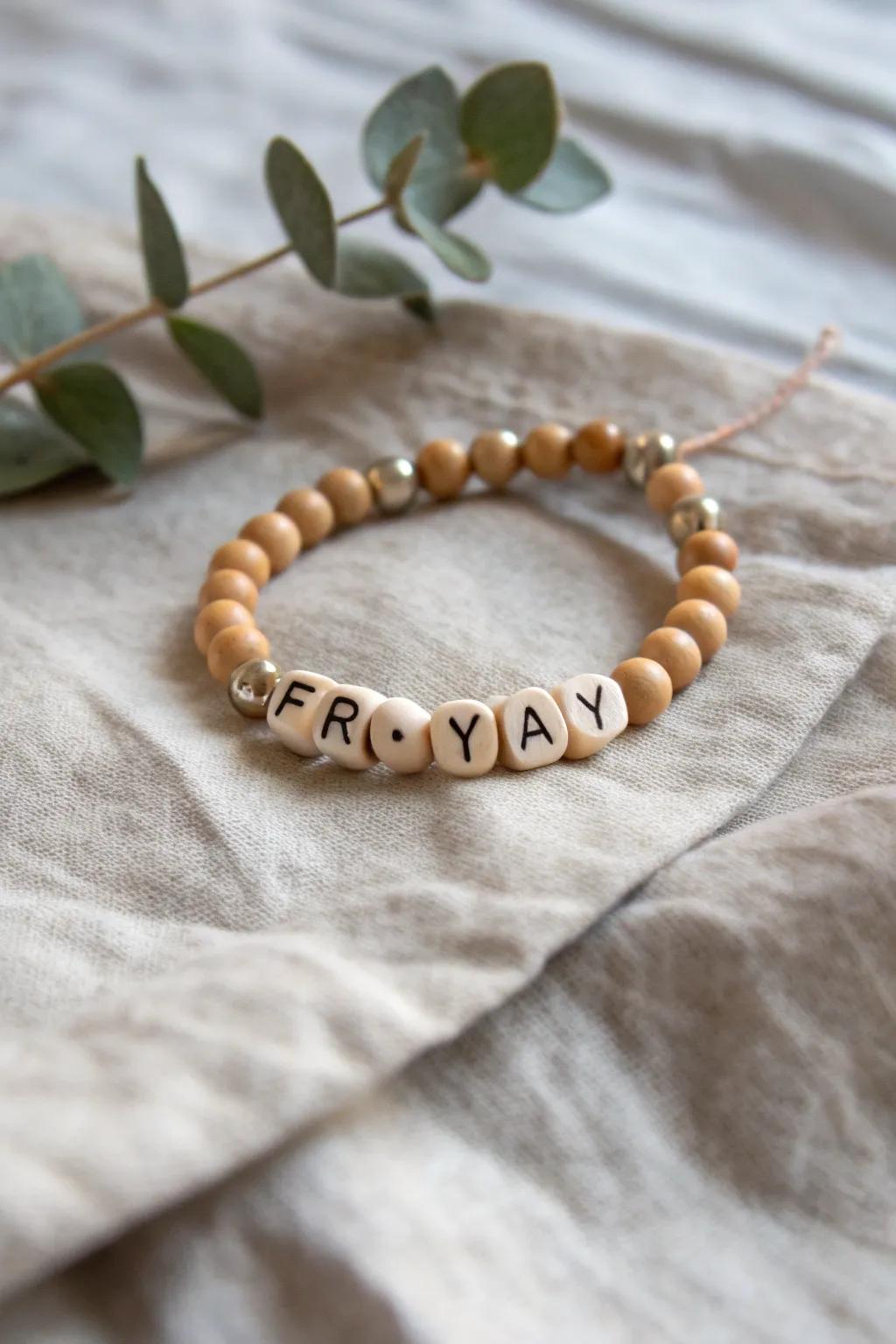 Celebrate every weekend with a 'Fri-Yay!' bead bracelet, where simplicity meets joy.