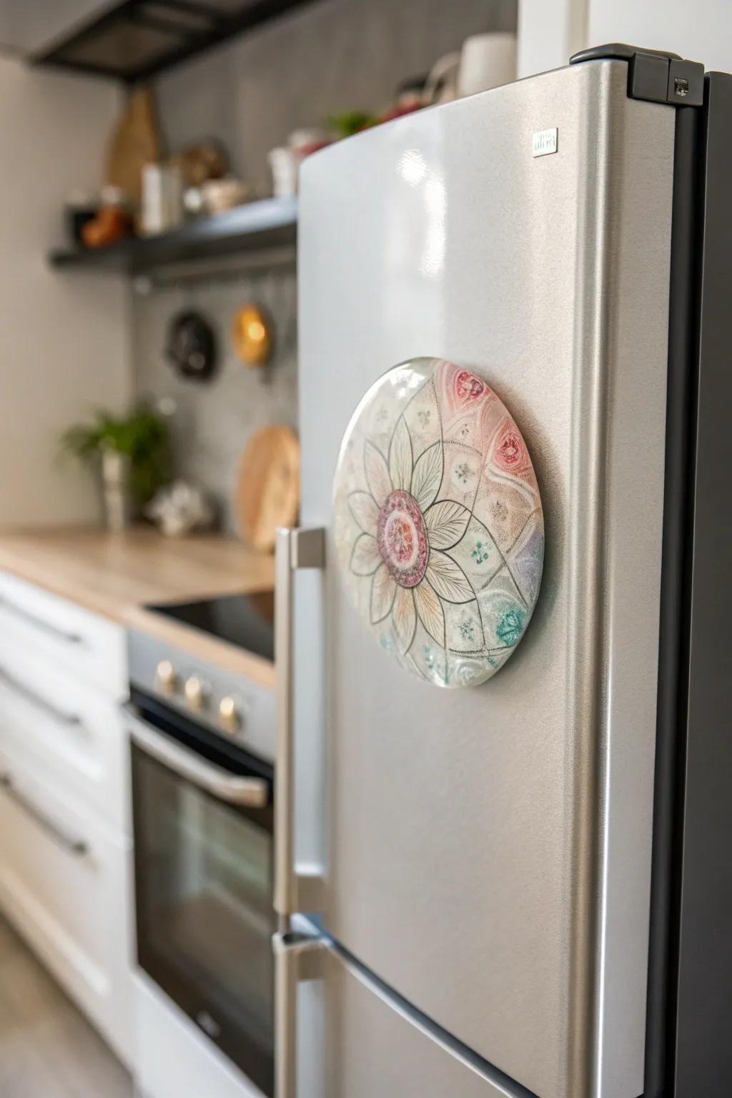 Add a touch of artistry to your kitchen with these handcrafted fused glass magnets, blending minimalist elegance with boho charm.