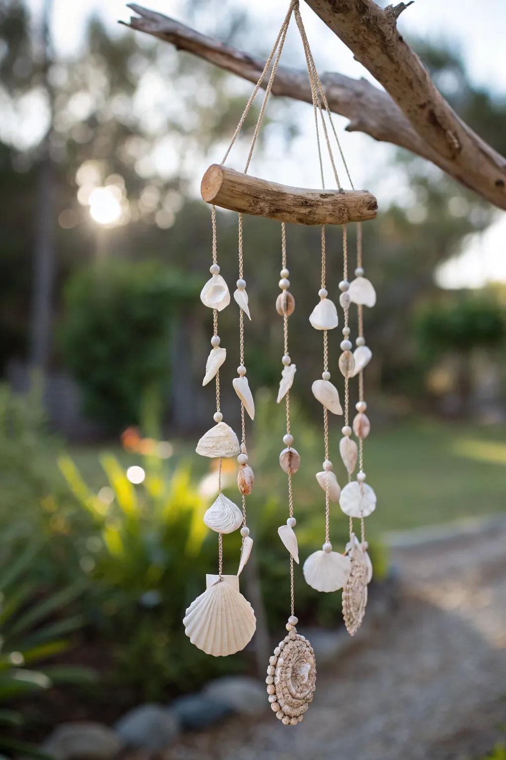 Nature's Melody: Handmade wind chimes bring a serene touch to your garden.