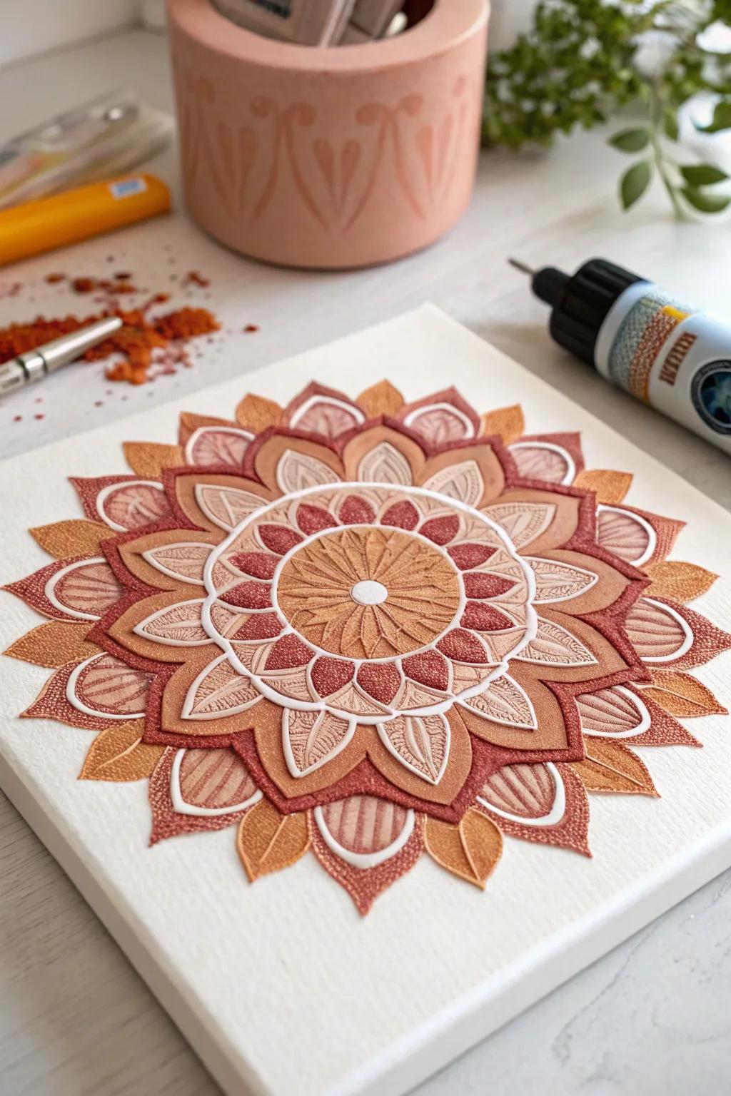 Discover the mesmerizing beauty of glue gun mandala art – where simplicity meets intricate craftsmanship.