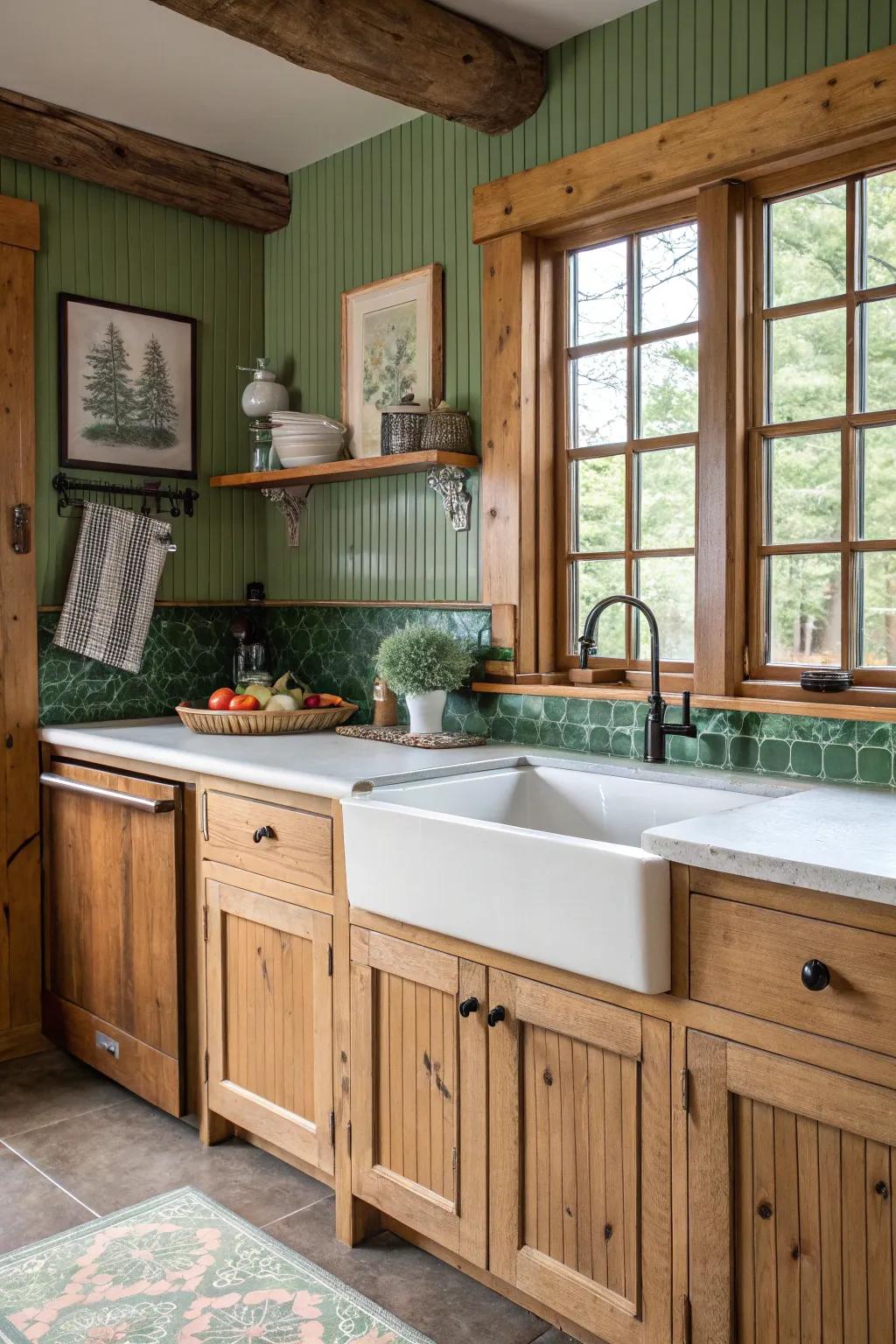 A charming rustic kitchen with a cozy vibe.