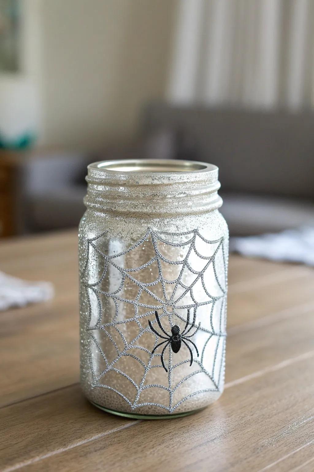 Elegant Halloween Decor: Craft your own Spider's Lair Jar for a touch of spooky sophistication.